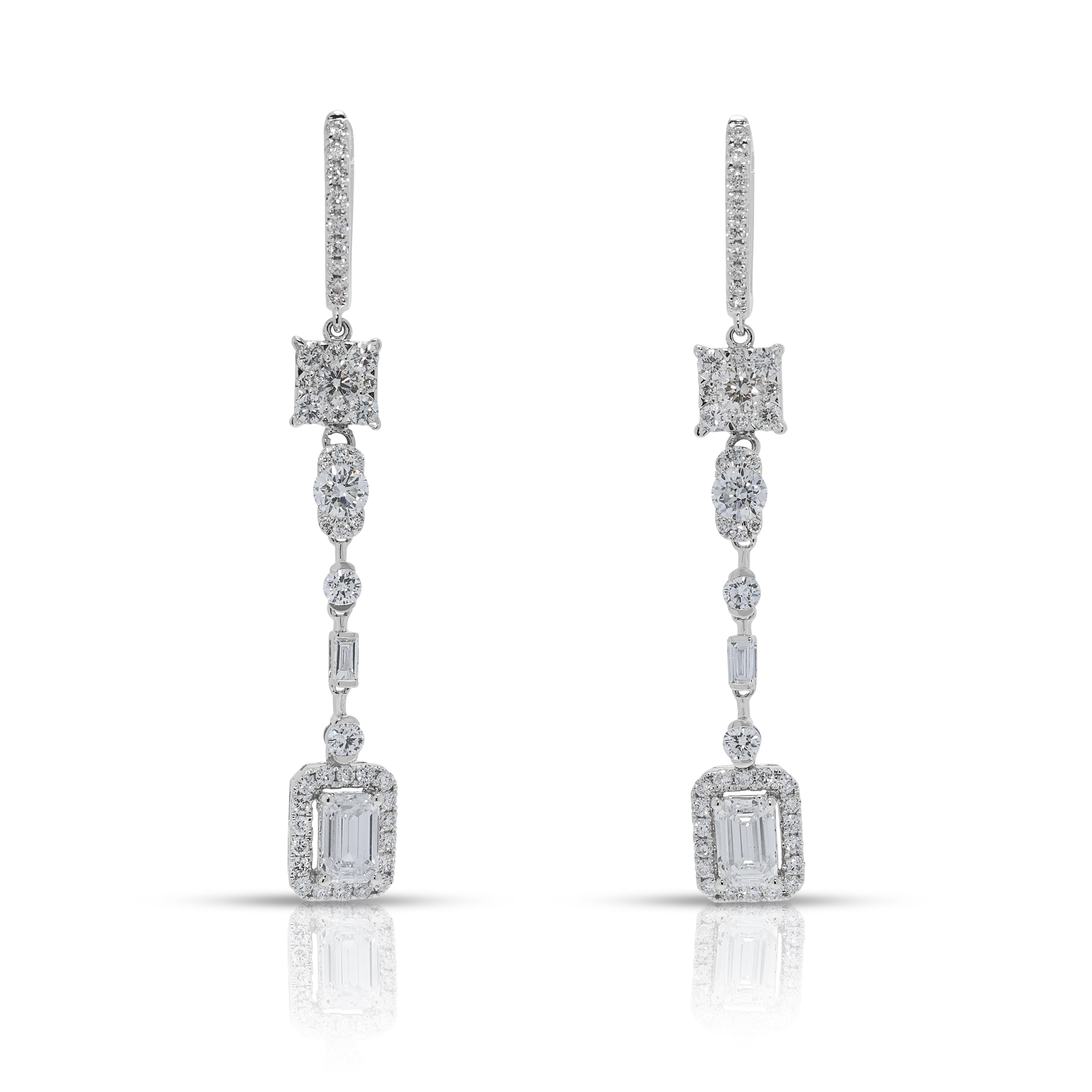 Stunning 1.87ct Lab Grown Diamond Drop Earrings by Gold Heart in 18K White Gold - (Unworn)
