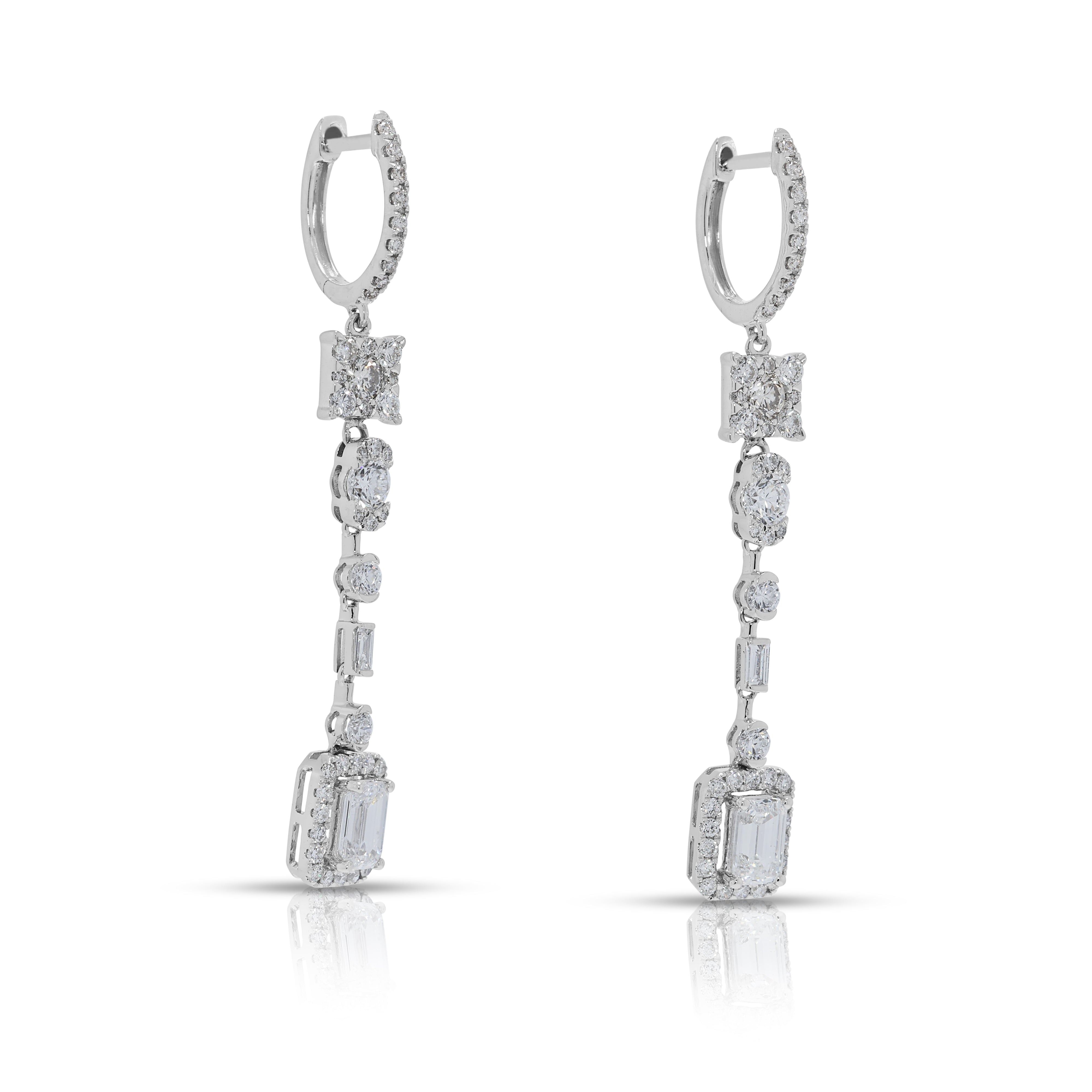 Stunning 1.87ct Lab Grown Diamond Drop Earrings by Gold Heart in 18K White Gold - (Unworn)