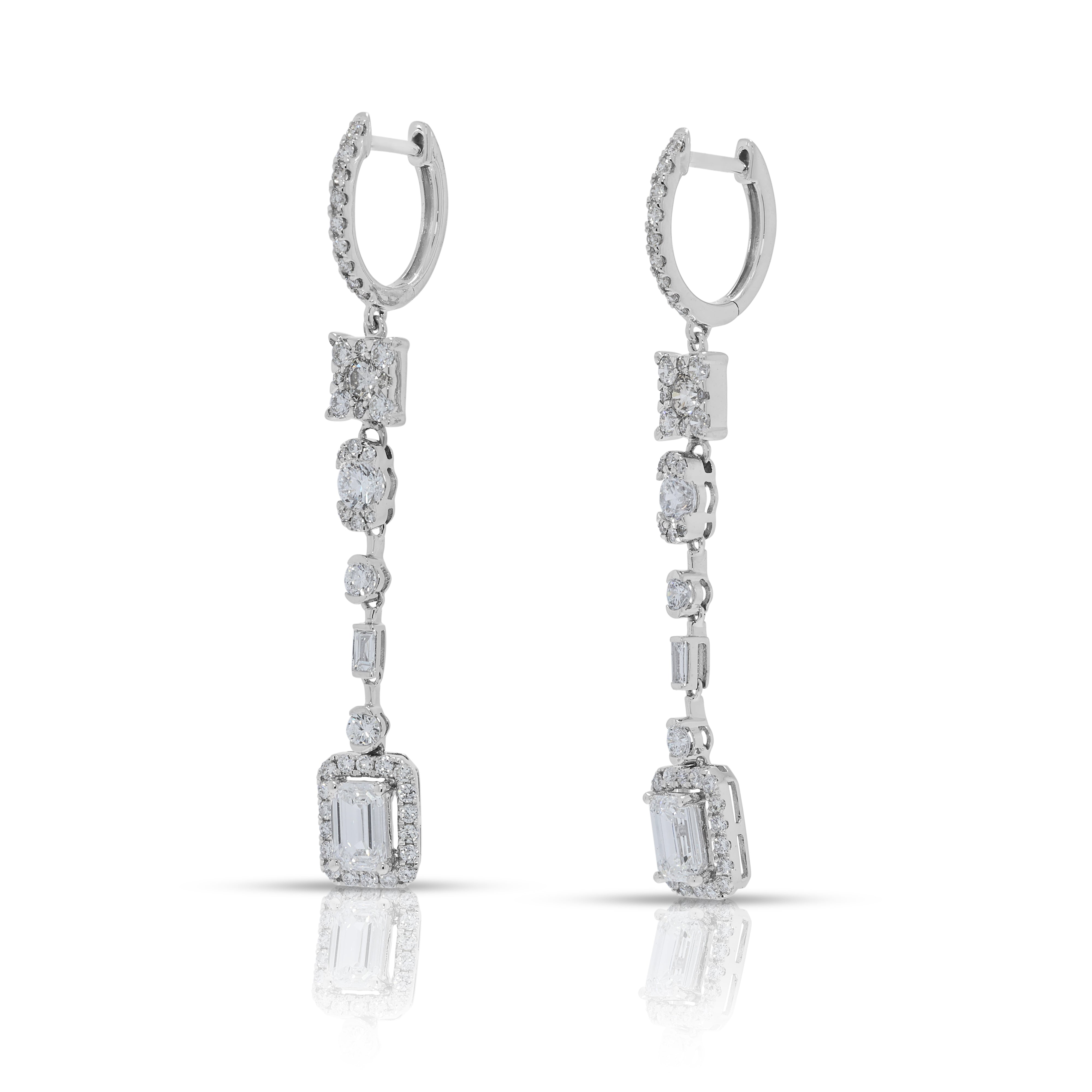 Stunning 1.87ct Lab Grown Diamond Drop Earrings by Gold Heart in 18K White Gold - (Unworn)