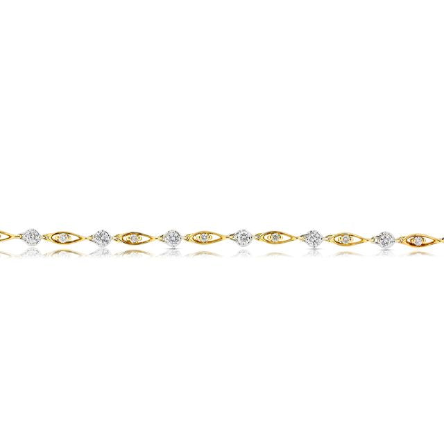 Exquisite 0.68ct Natural Diamond Bracelet in 18K Two-Toned Gold (New)