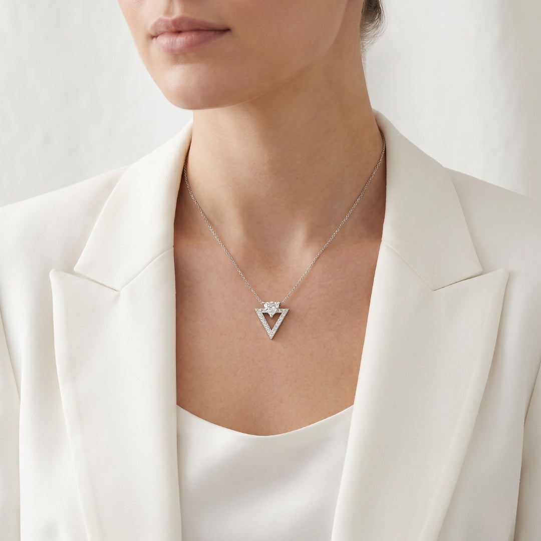 1.10 Carats IGI Certified Natural Diamonds 18k White Gold Necklace With Pendant