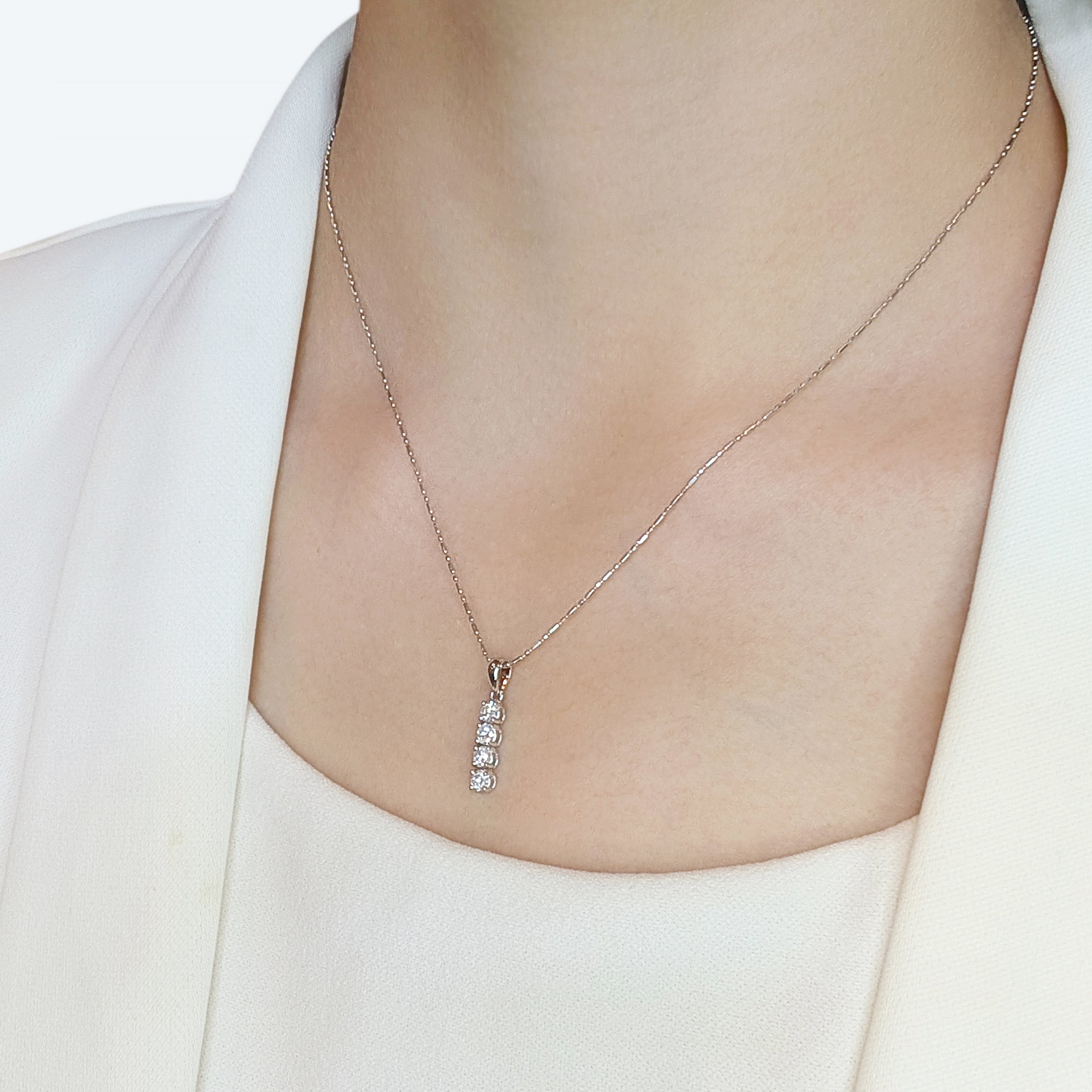 Lustrous 0.4ct Natural Diamond Pendant in 18K White Gold