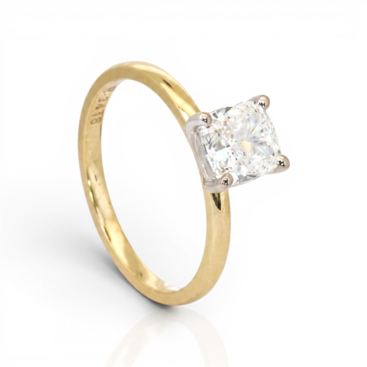 1.51 Carats IGI Certified Natural Diamond 18k Yellow & White Gold Ring