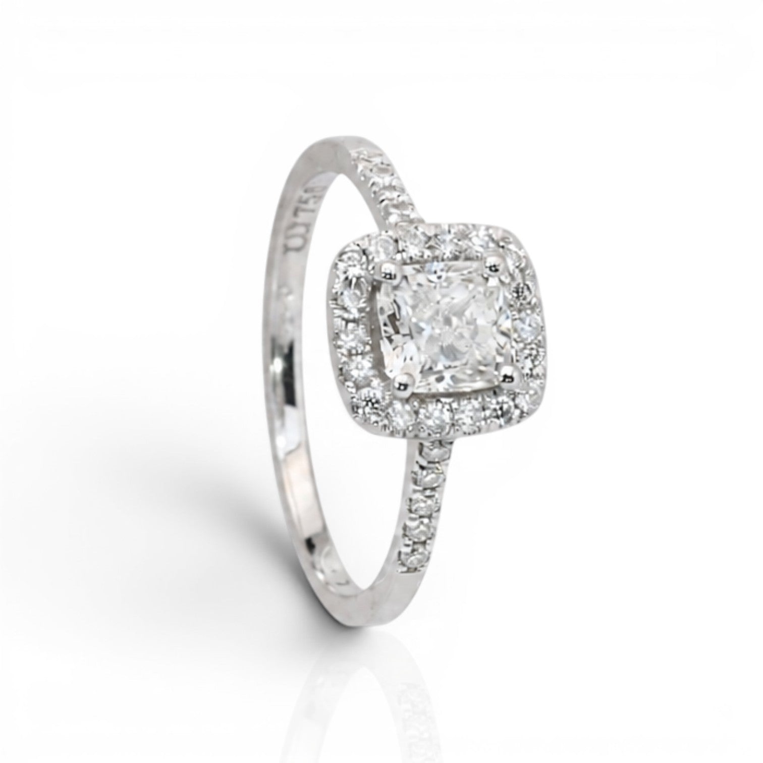 1.16 Carats IGI Certified Natural Diamonds 18k White Gold Halo Ring