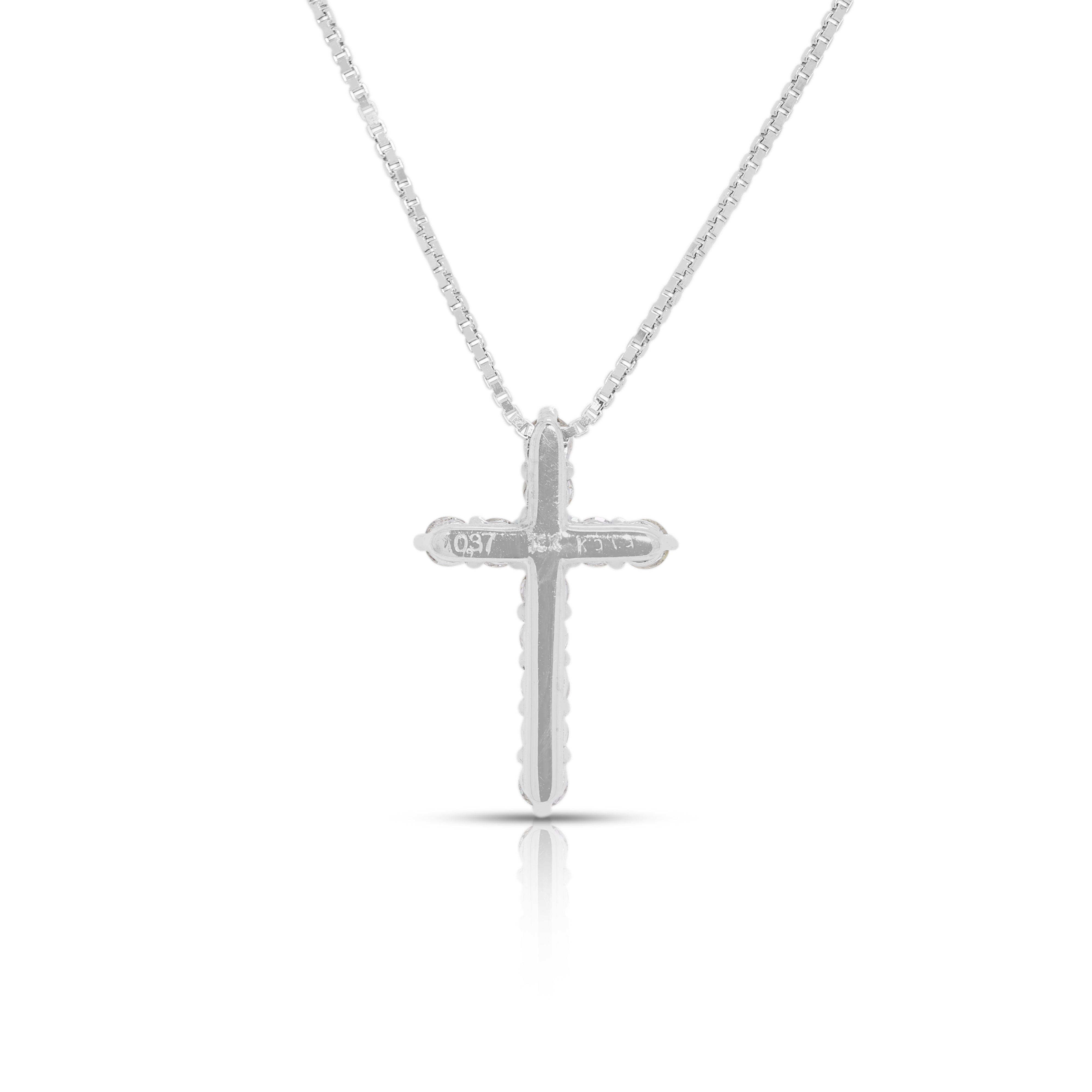 Graceful 0.37ct Natural Diamond Cross Pendant in 18K White Gold