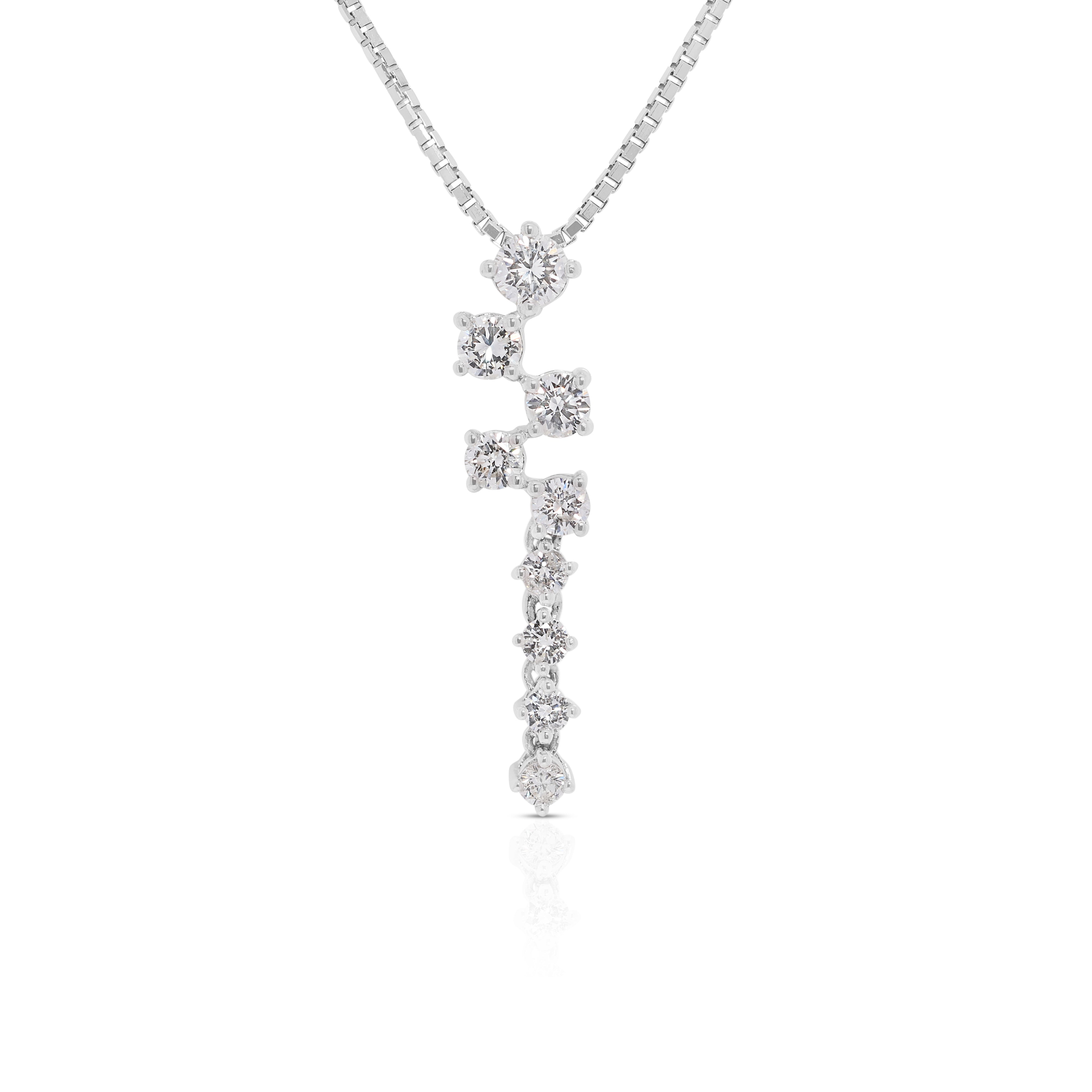 Luminous 0.61ct Natural Diamond Line Necklace in 18K White Gold