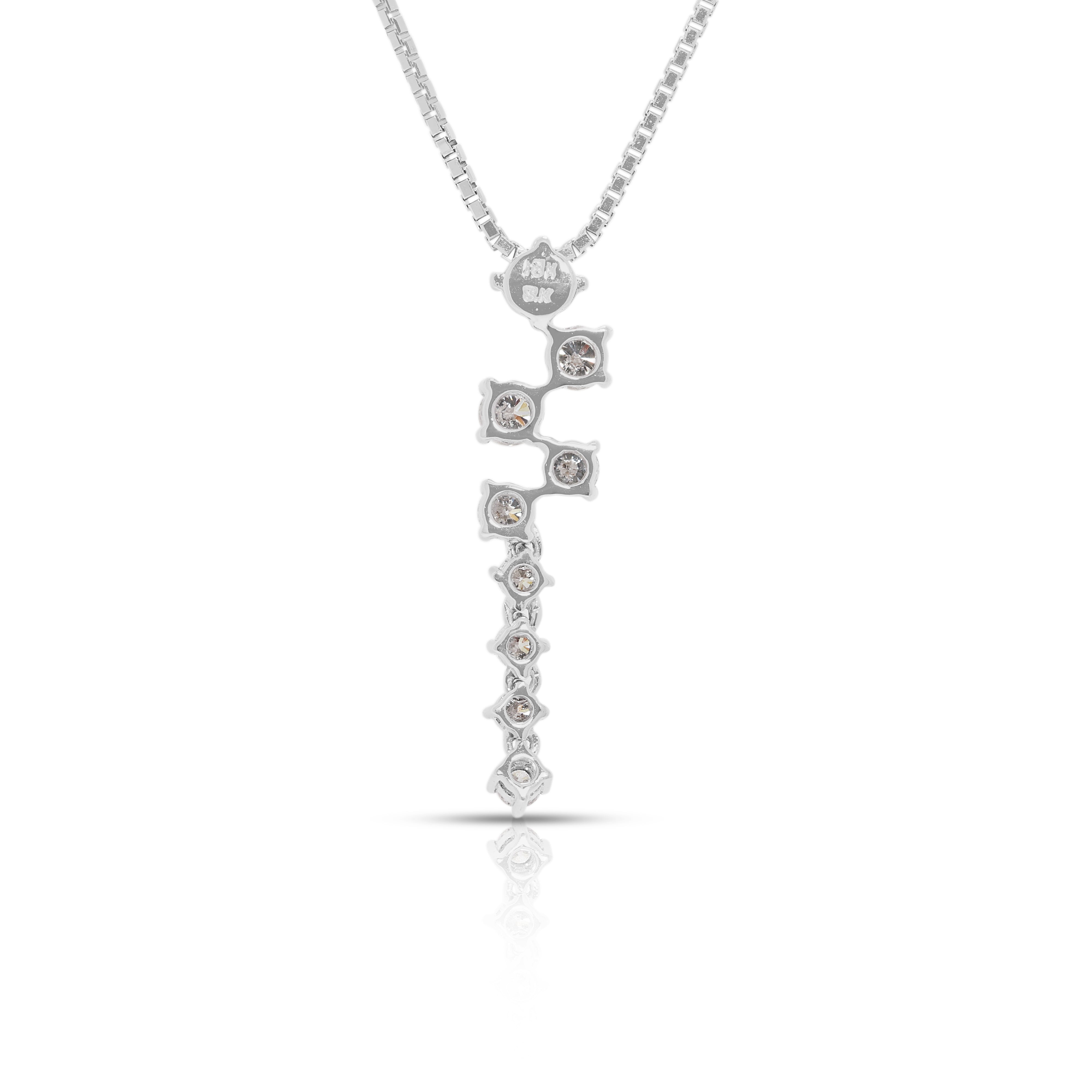 Luminous 0.61ct Natural Diamond Line Necklace in 18K White Gold