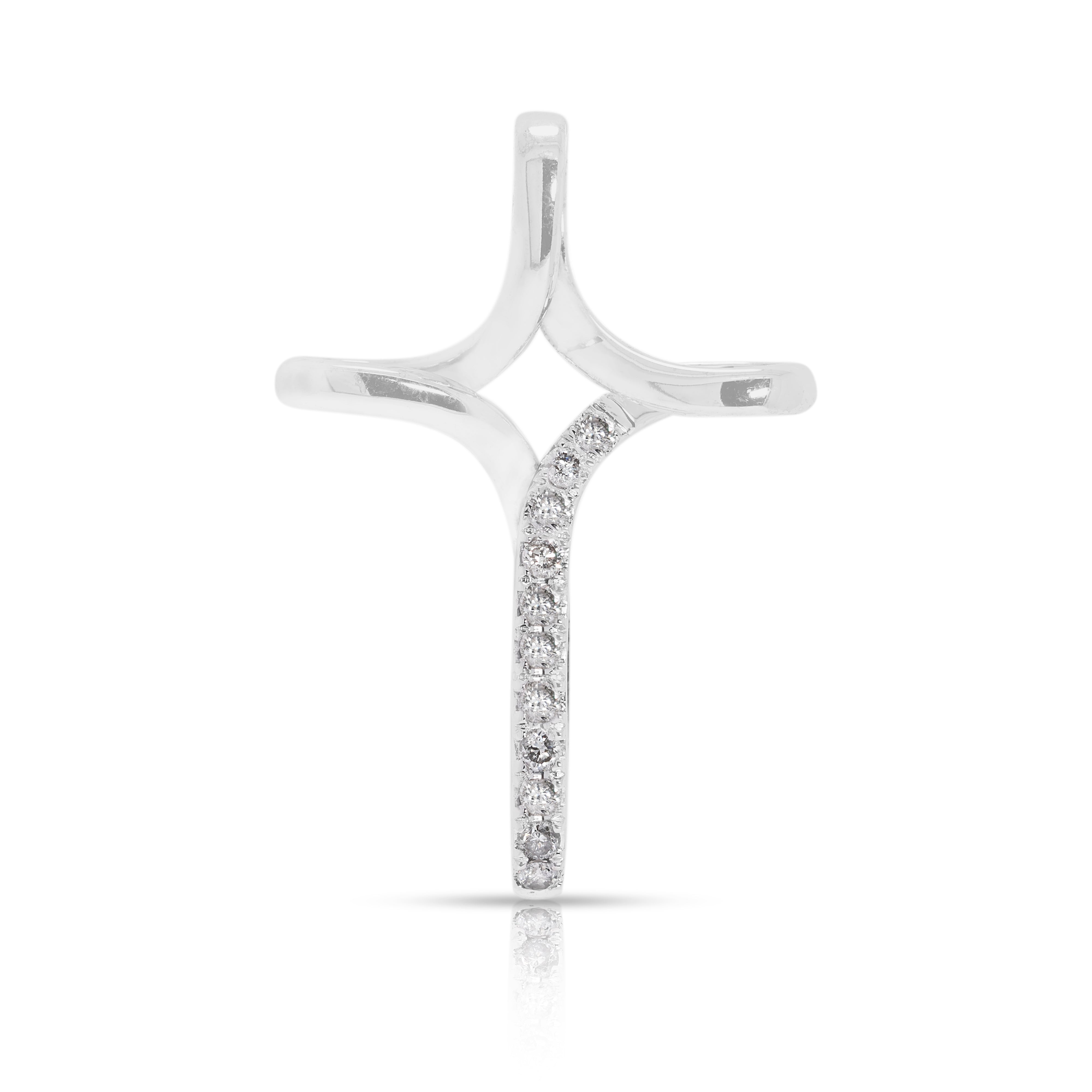 Modern 0.22ct Natural Diamond Cross Pendant in 18K White Gold