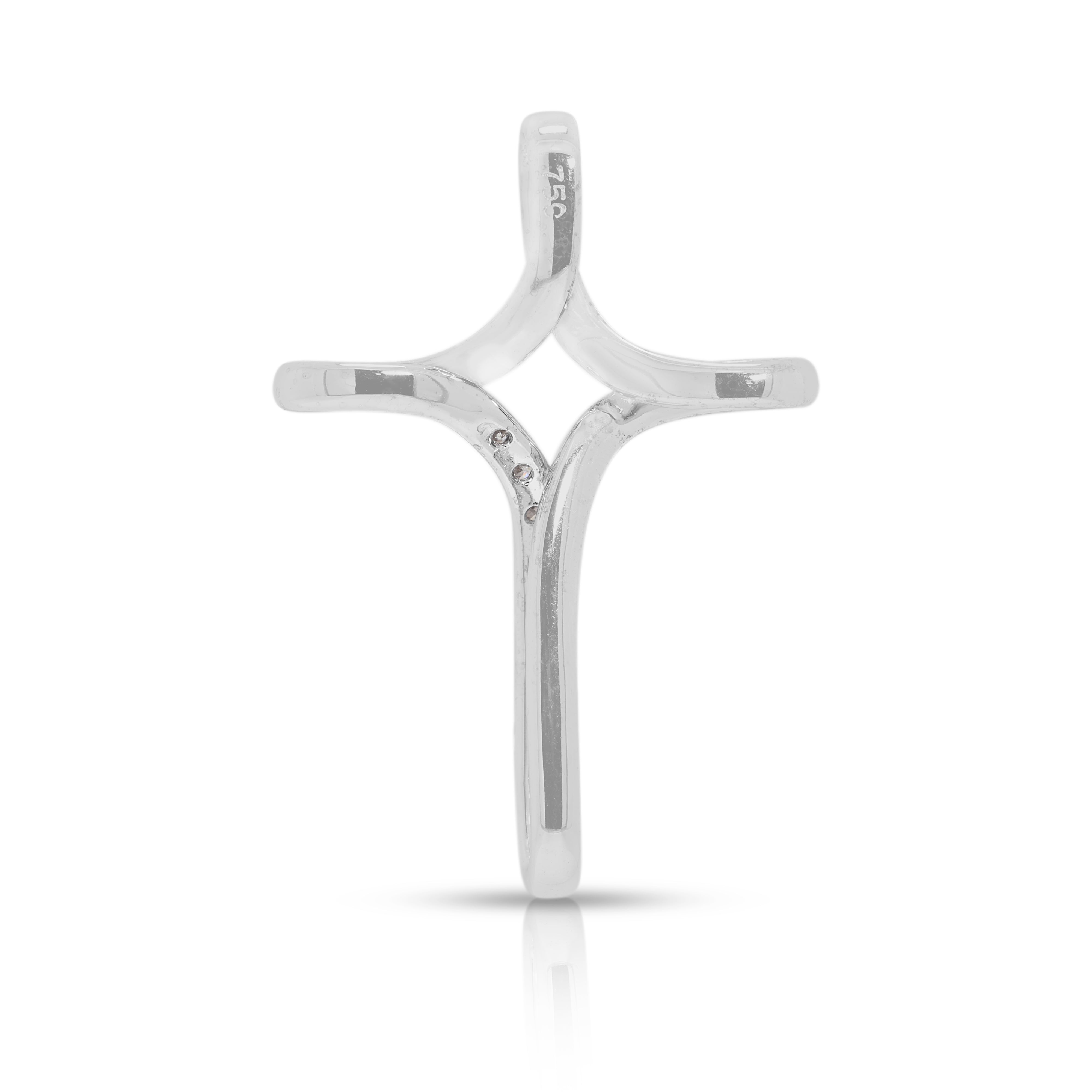 Modern 0.22ct Natural Diamond Cross Pendant in 18K White Gold