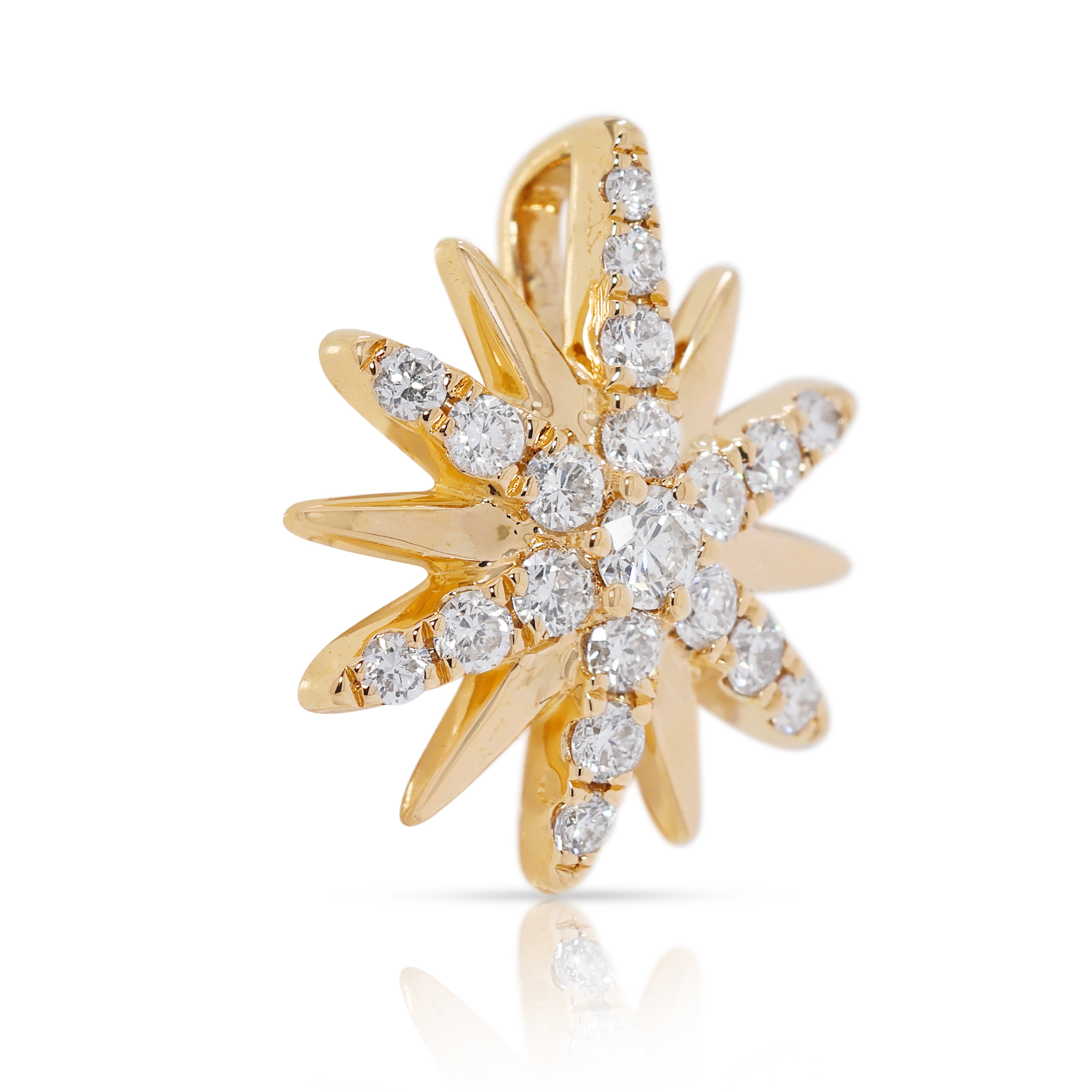 Starburst 0.36ct Natural Diamond Pendant in 18K Yellow Gold