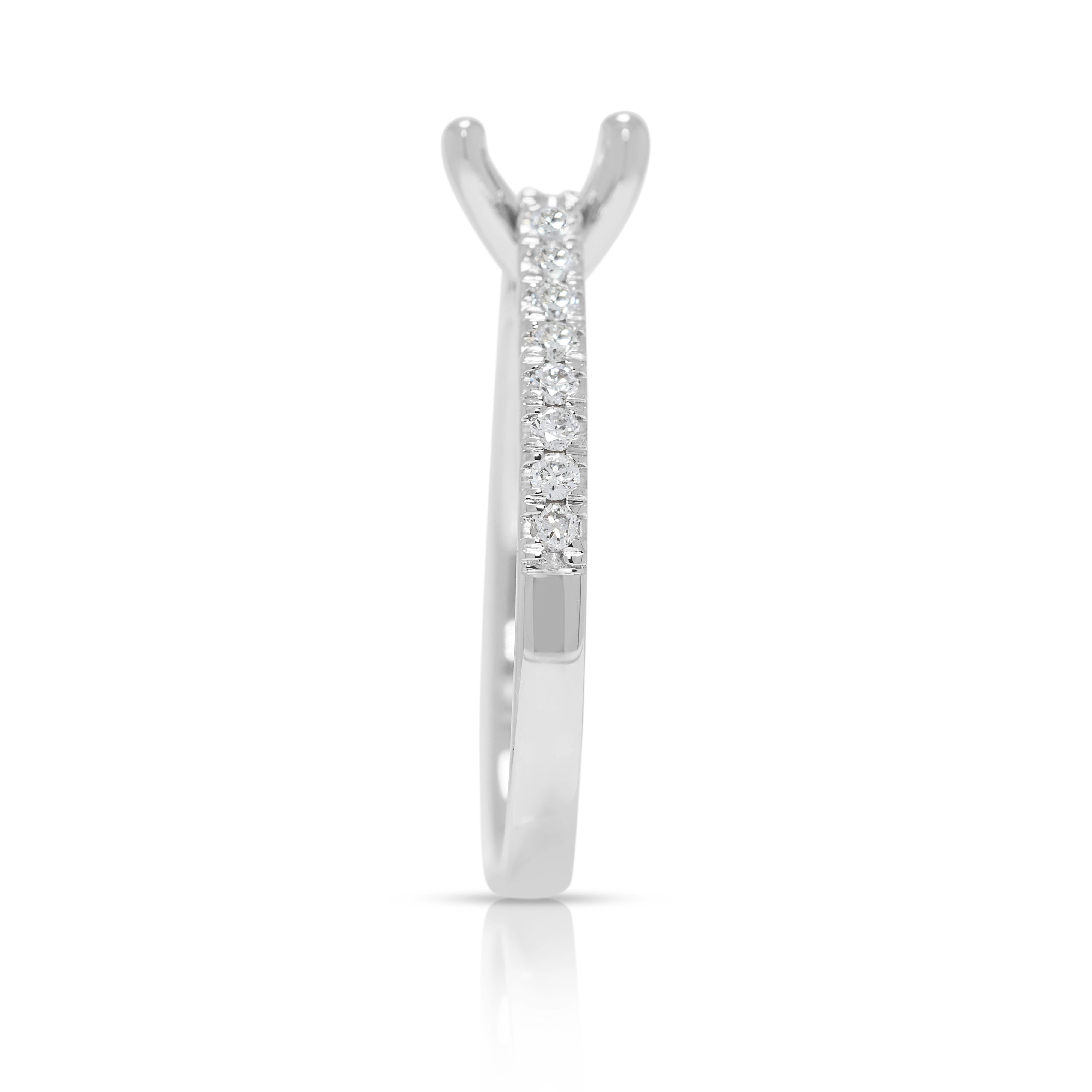 Lustrous 0.24ct Natural Diamond Pave Ring Setting in Platinum