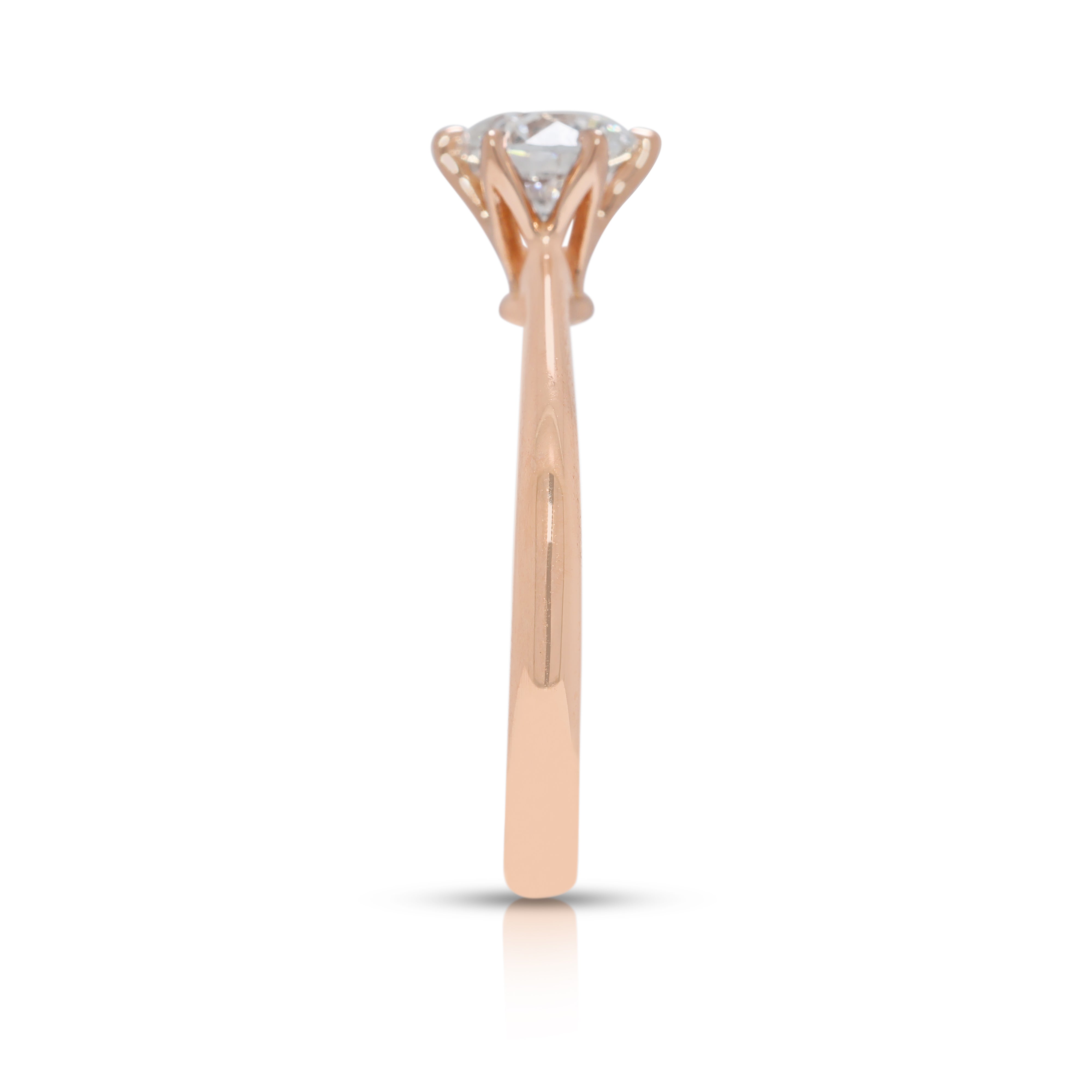 Radiant 0.70ct Natural Diamond Solitaire Ring in 18K Rose Gold (Destinee Lee Hwa) - GIA Certified