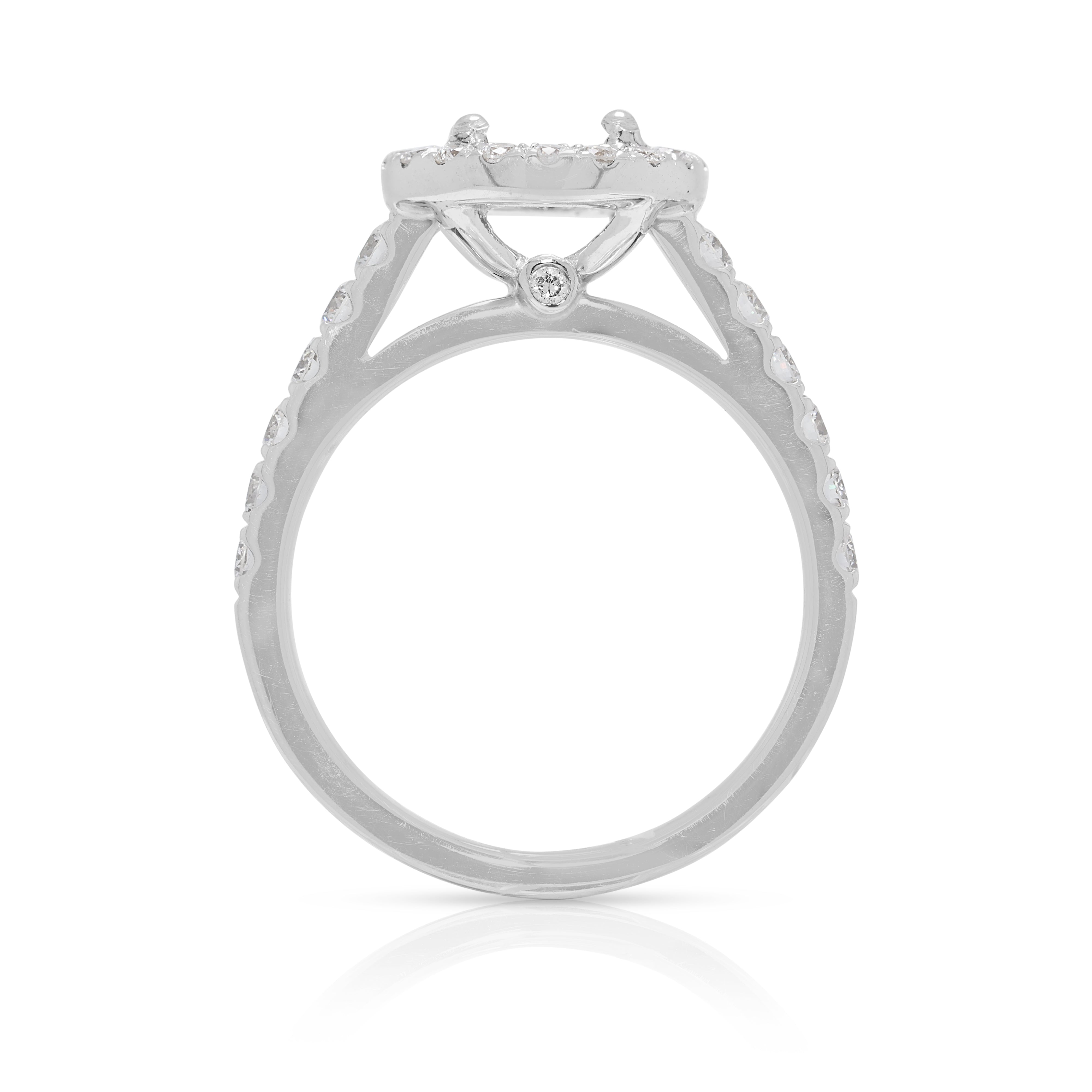 Sparkling 0.38ct Diamond Halo Ring Setting in 18K White Gold