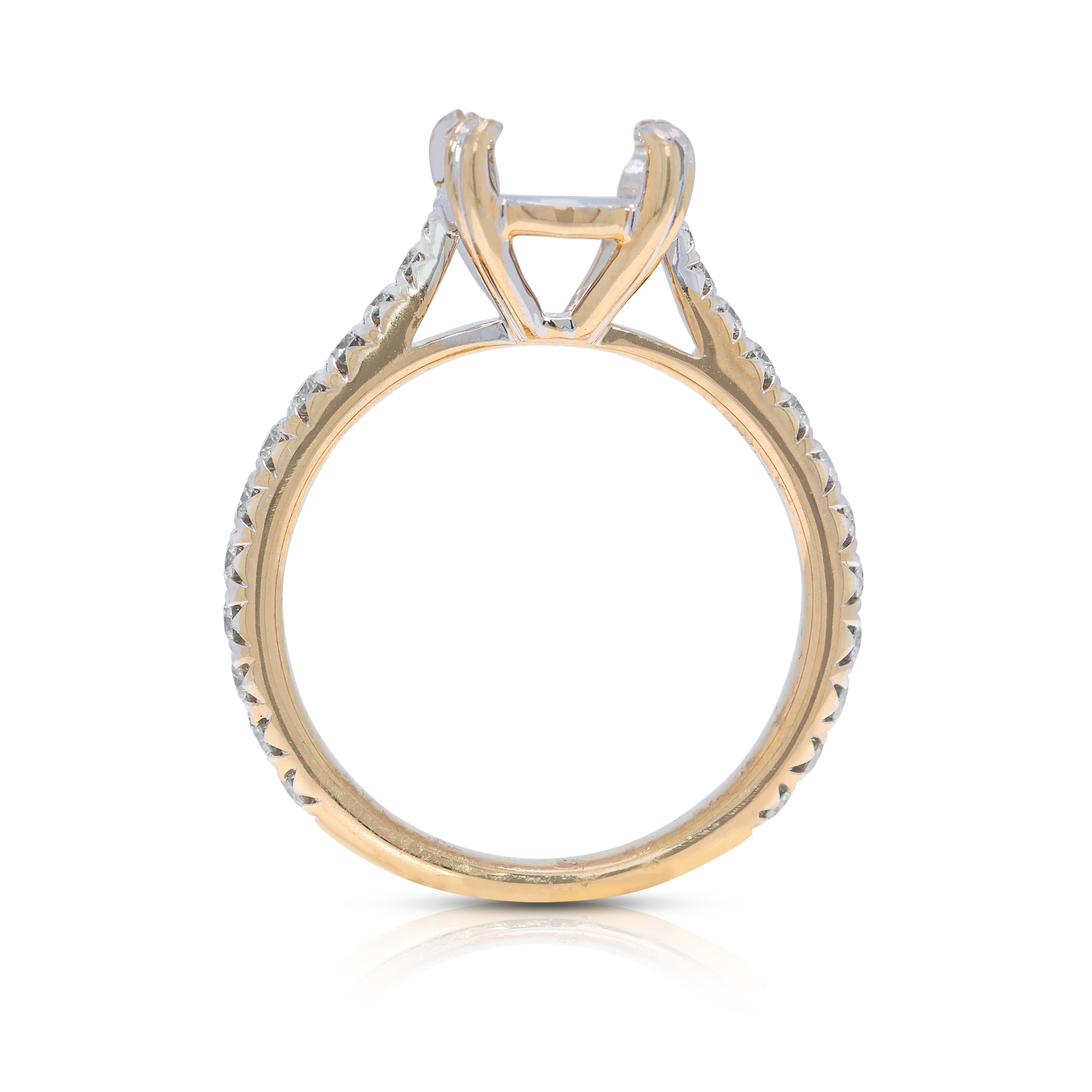 Opulent 0.41ct Natural Diamond Ring Setting in 18K Two-Toned Gold