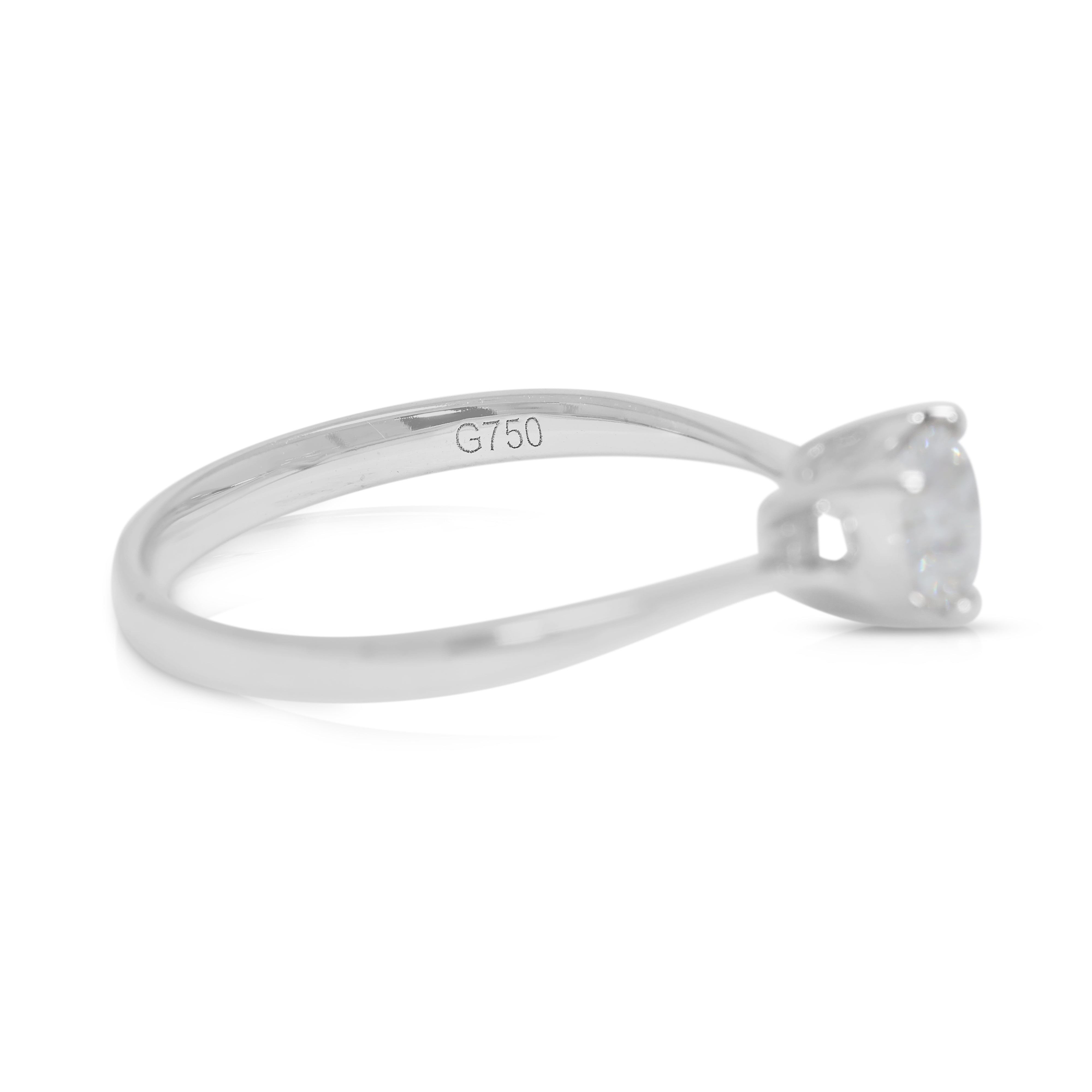 Romantic 0.50ct Heart-Shaped Natural Diamond 18K White Gold Ring - GIA Certified