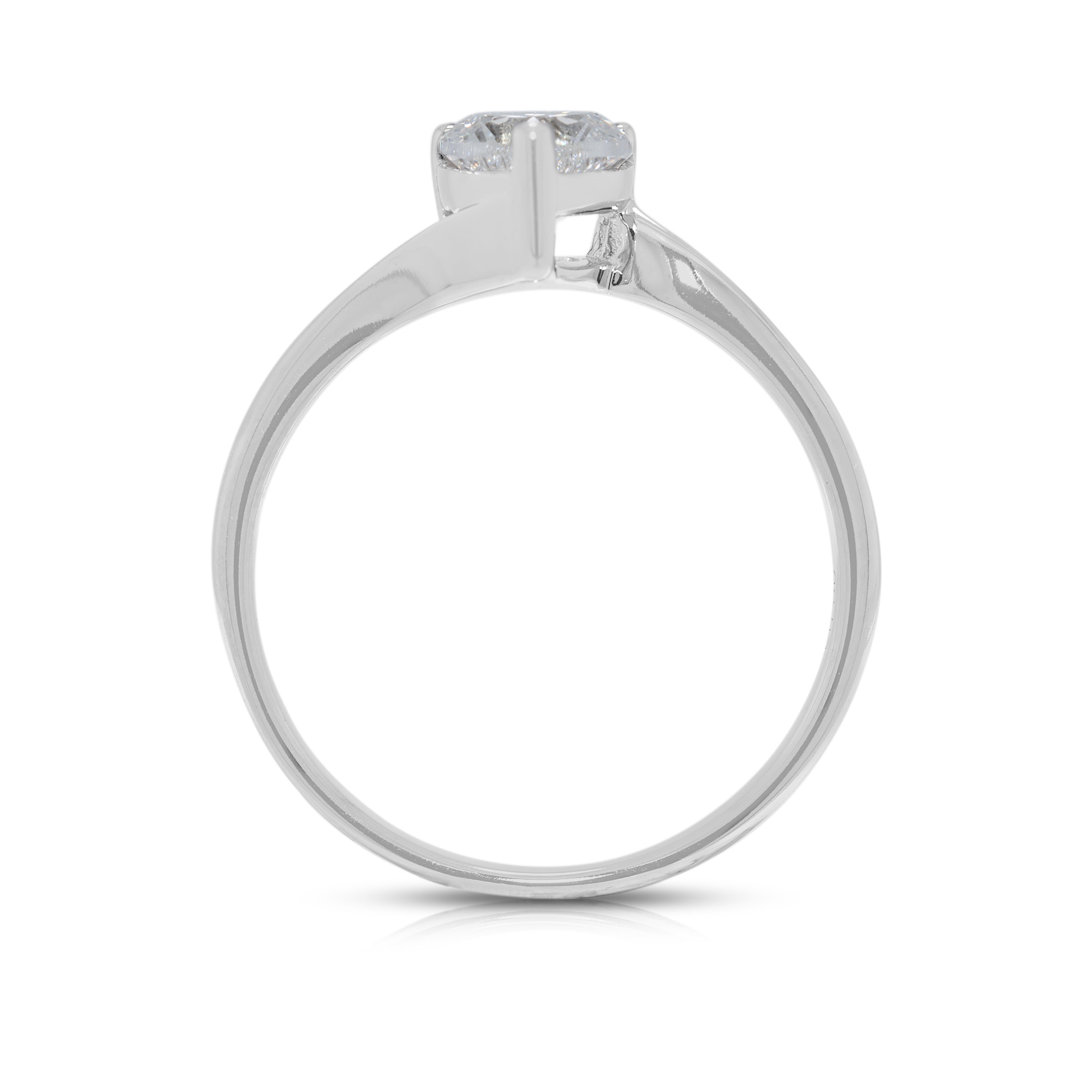 Romantic 0.50ct Heart-Shaped Natural Diamond 18K White Gold Ring - GIA Certified