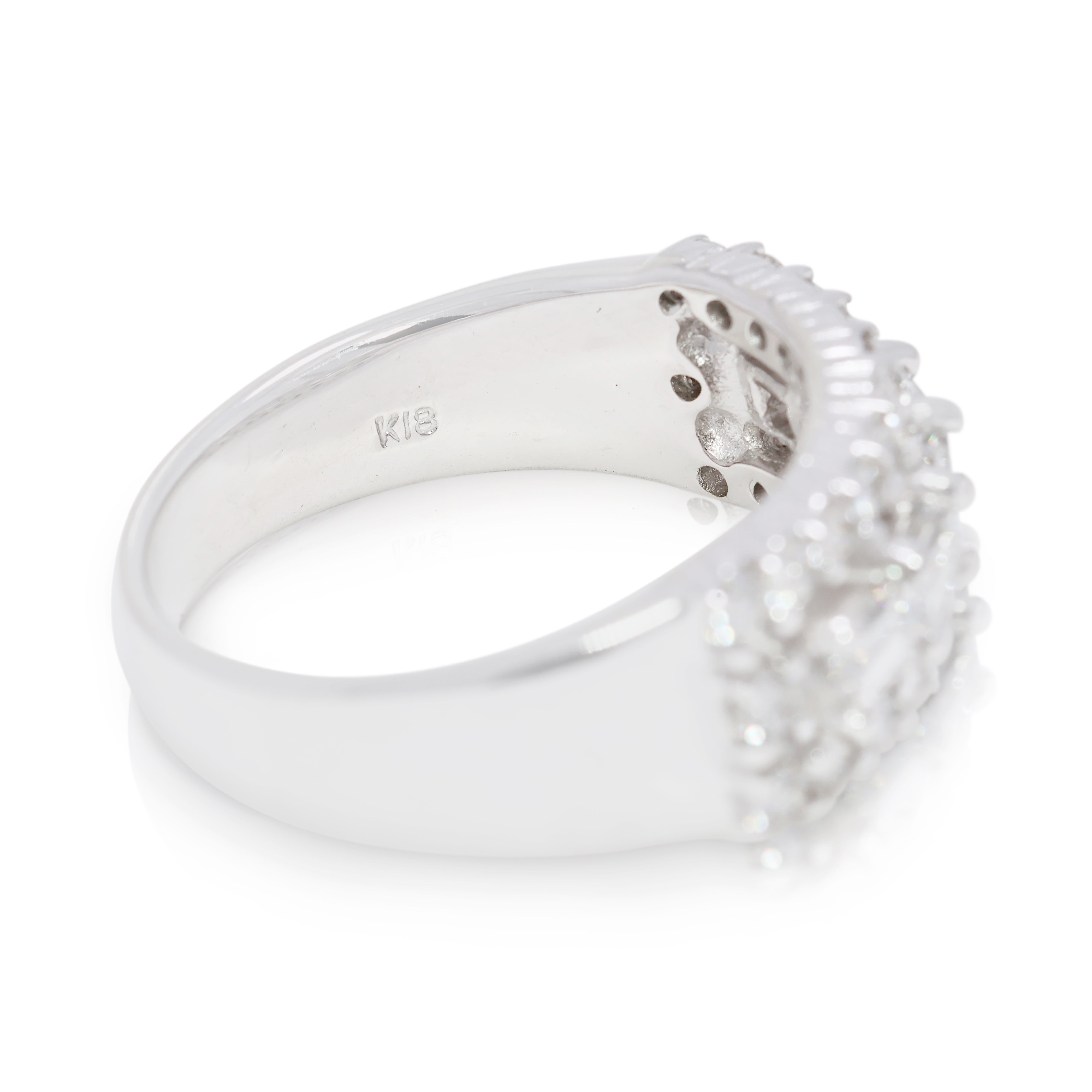 Refined 1.1ct Rectangular & Round Brilliant Natural Diamond Ring in 18K White Gold by Lee Hwa - NGI Certified