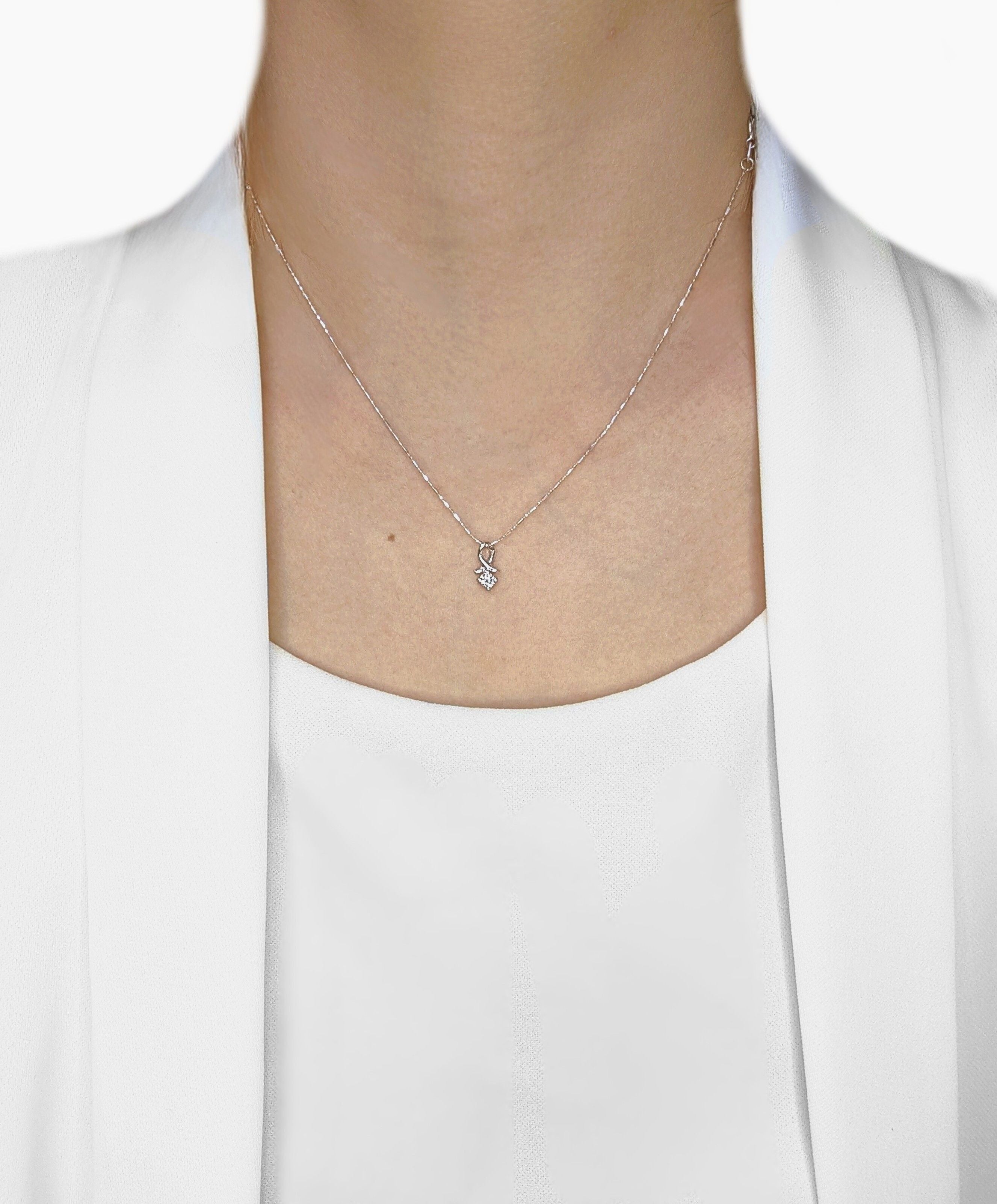 Exquisite 0.1ct Natural Diamond Pendant in 18K White Gold by Gold Heart