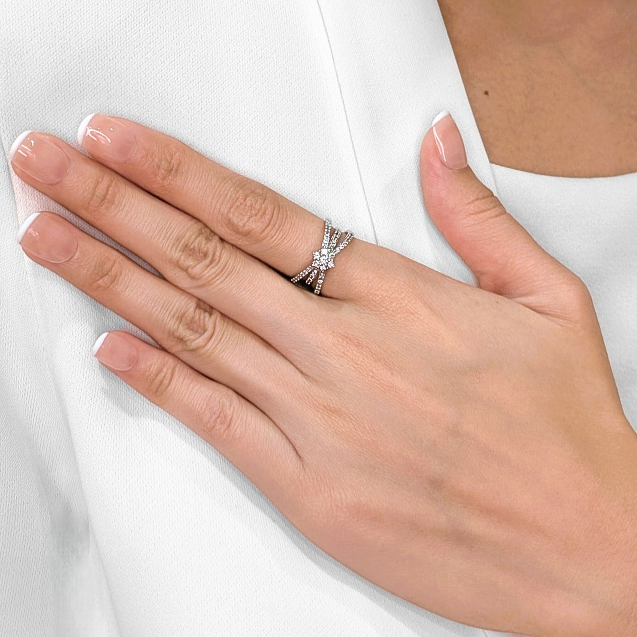 Sparkling 0.57ct Cluster Diamond Ring in 18K White Gold