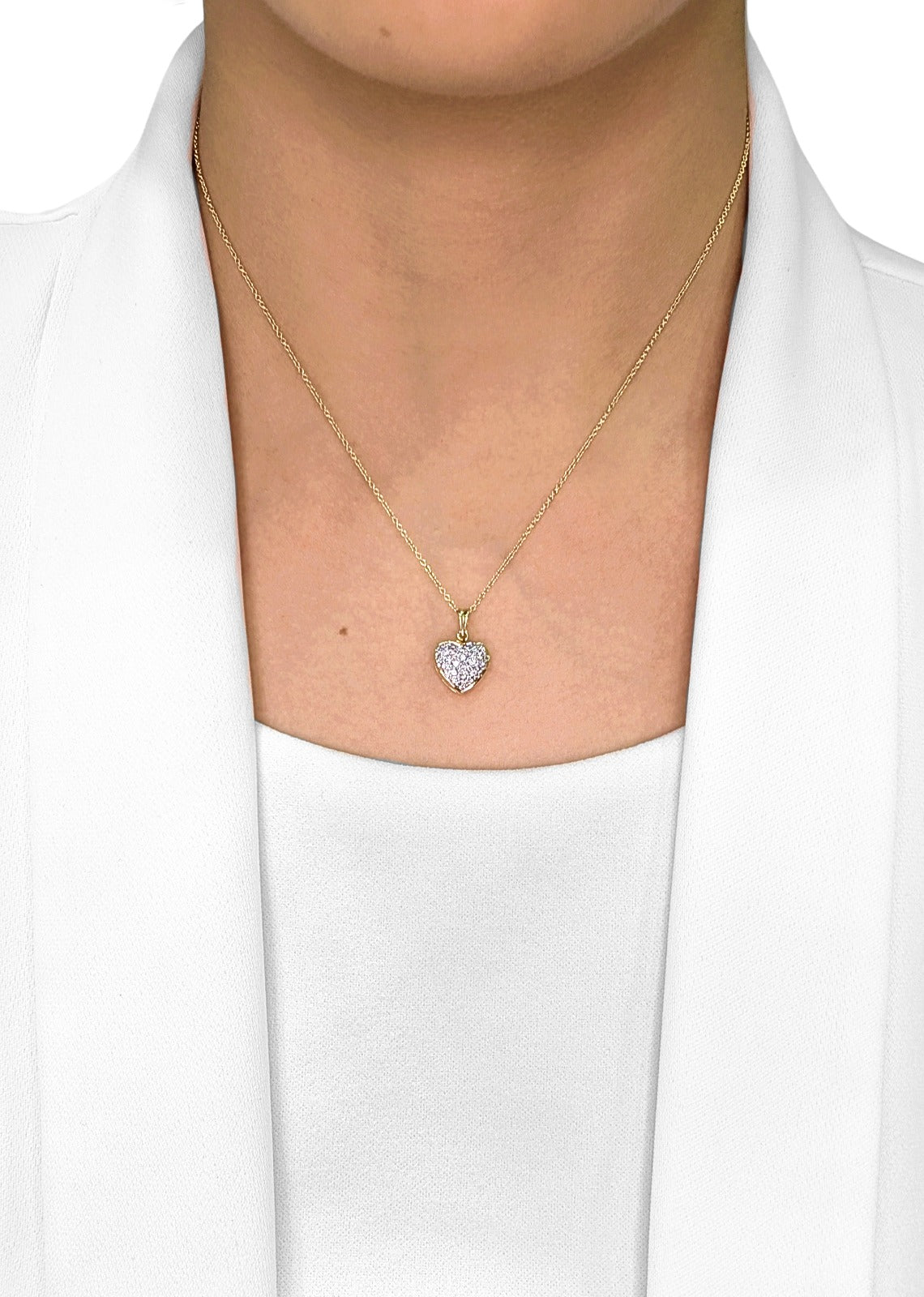 Elegant 0.27ct Natural Diamond Heart 18k Yellow Gold Pendant