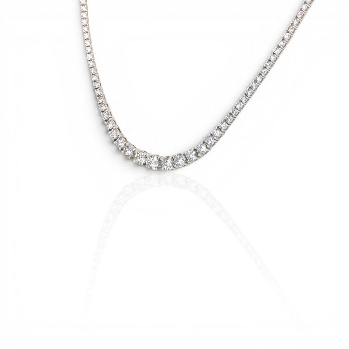 7.02 Carats IGI Certified Natural Diamond 18K White Gold Necklace