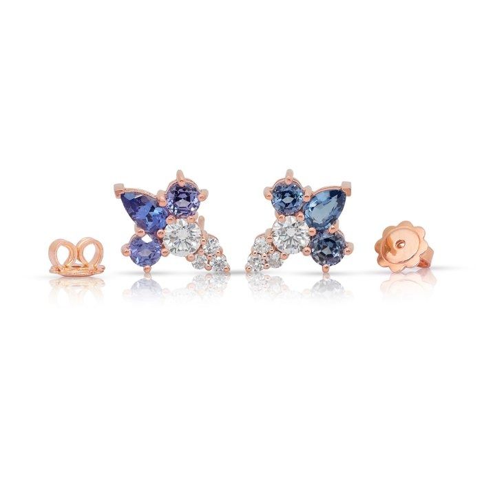 Alluring 3.76ct Tanzanites and Diamonds Earrings in 18k Rose Gold - IGI Certified