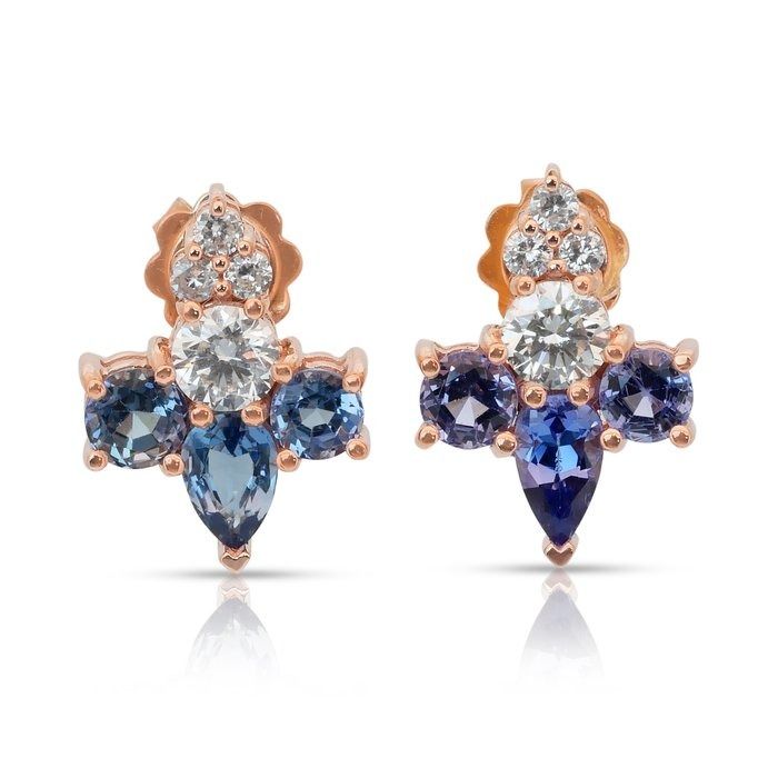 Alluring 3.76ct Tanzanites and Diamonds Earrings in 18k Rose Gold - IGI Certified
