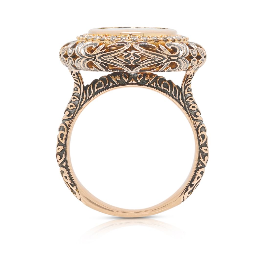 Antiker 0,65ct Diamant Halo Filigranring in 18K Gelbgold