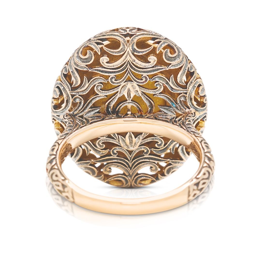Antiker 0,65ct Diamant Halo Filigranring in 18K Gelbgold