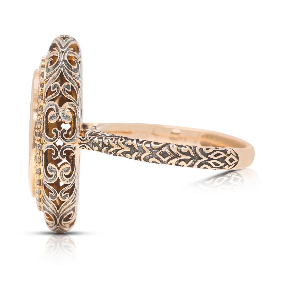 Antiker 0,65ct Diamant Halo Filigranring in 18K Gelbgold