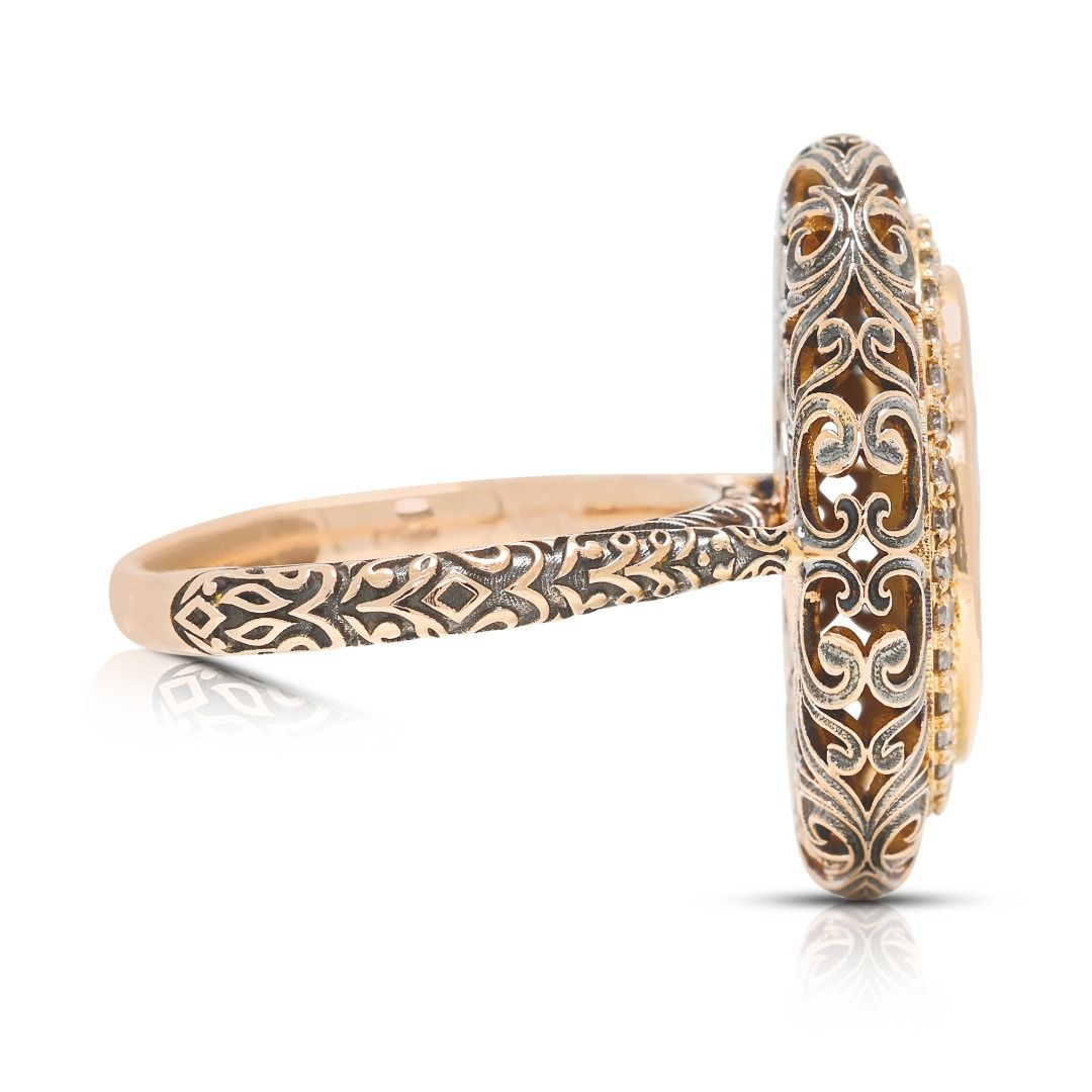 Antiker 0,65ct Diamant Halo Filigranring in 18K Gelbgold