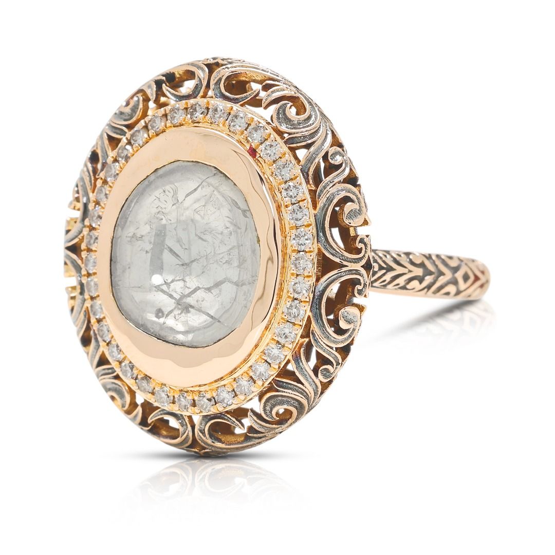Antiker 0,65ct Diamant Halo Filigranring in 18K Gelbgold
