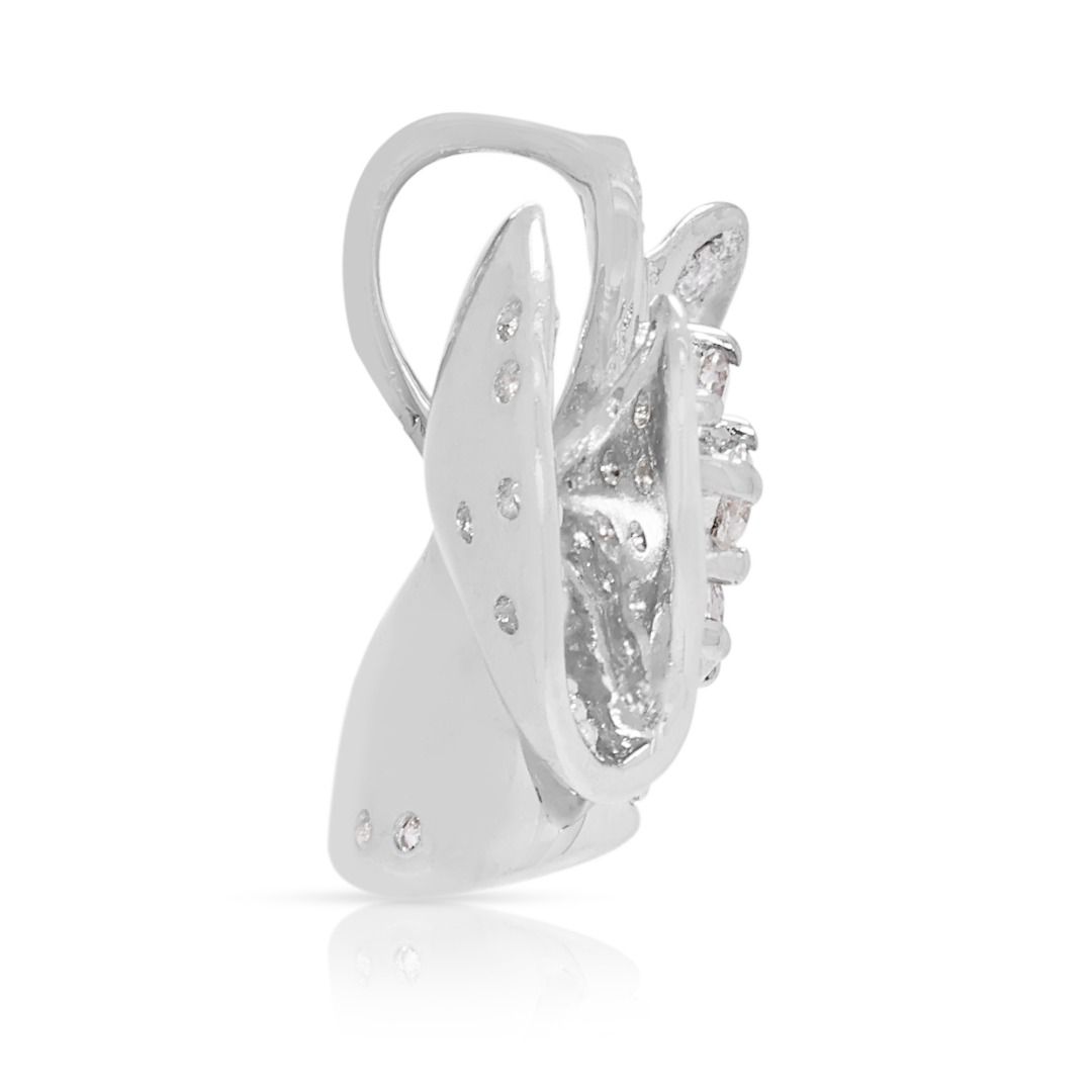 Artistic 0.30ct Natural Diamond Floral Butterfly Pendant in 18k White Gold