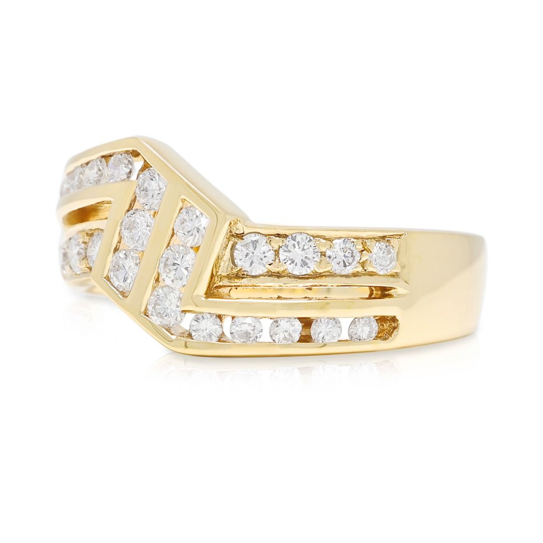 Avant-Garde 0.60ct Natural Diamond Geometric Zig-Zag Ring in 18K Yellow Gold