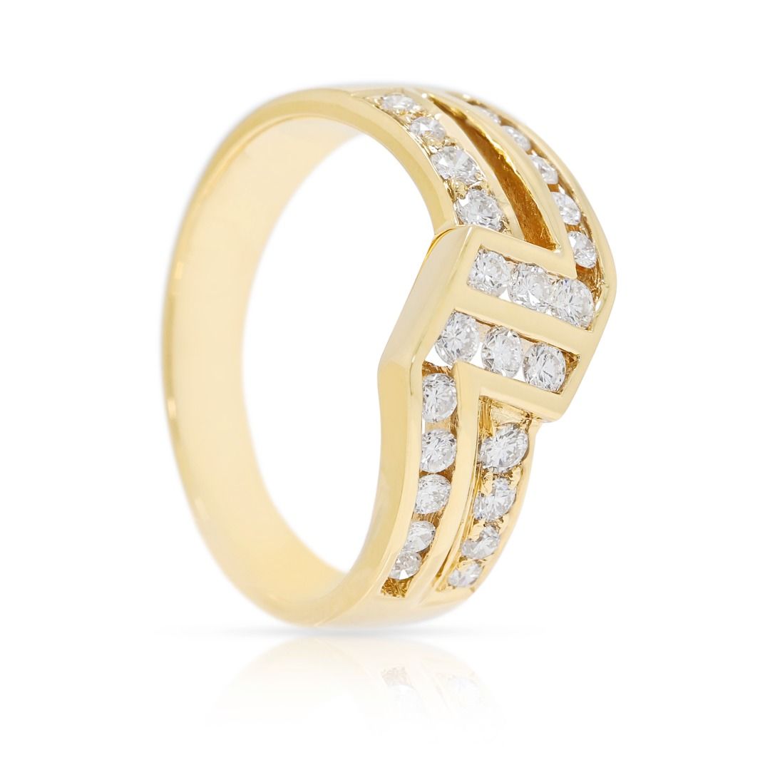 Avant-Garde 0.60ct Natural Diamond Geometric Zig-Zag Ring in 18K Yellow Gold