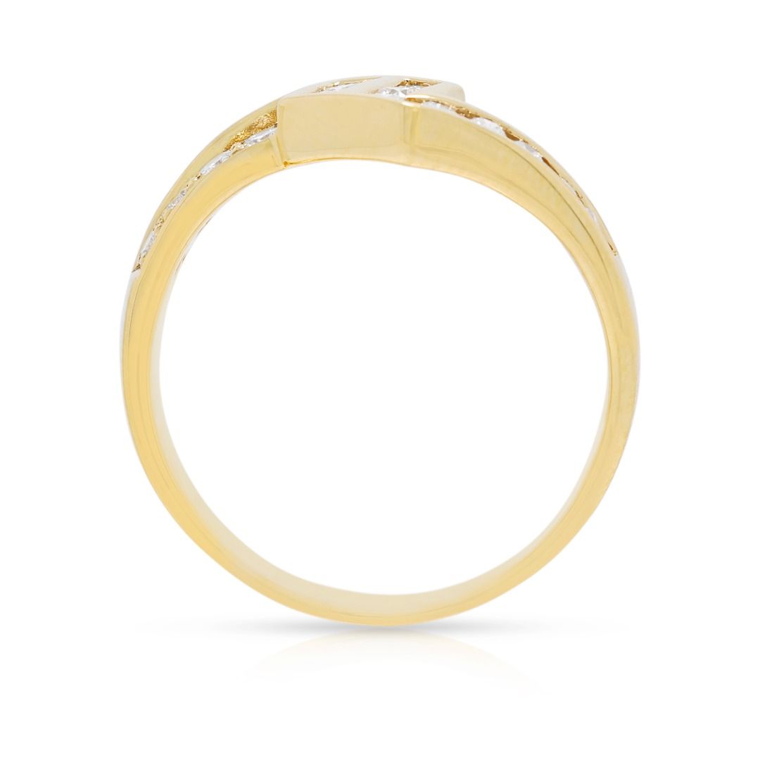 Avant-Garde 0.60ct Natural Diamond Geometric Zig-Zag Ring in 18K Yellow Gold