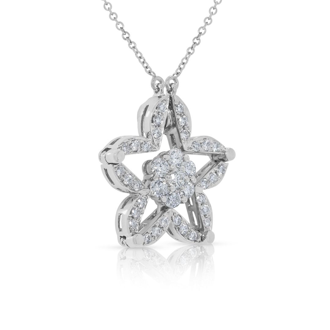 Blooming 0.47ct Diamond Bloom Necklace in 18K White Gold (2-in-1 Design)