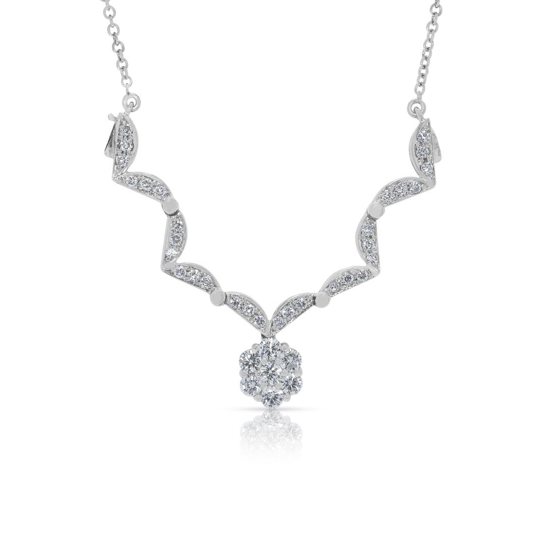 Blooming 0.47ct Diamond Bloom Necklace in 18K White Gold (2-in-1 Design)