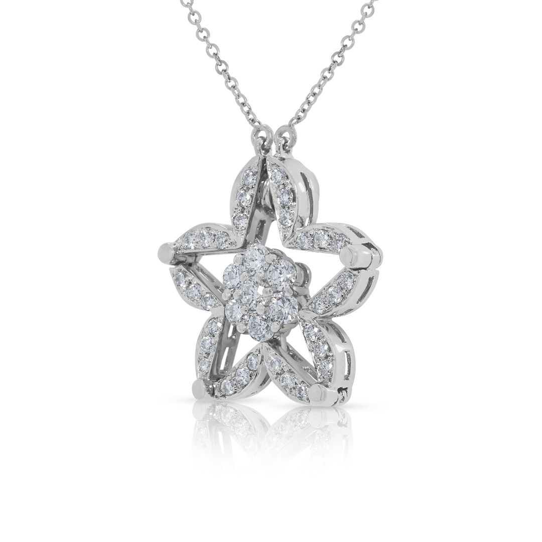 Blooming 0.47ct Diamond Bloom Necklace in 18K White Gold (2-in-1 Design)