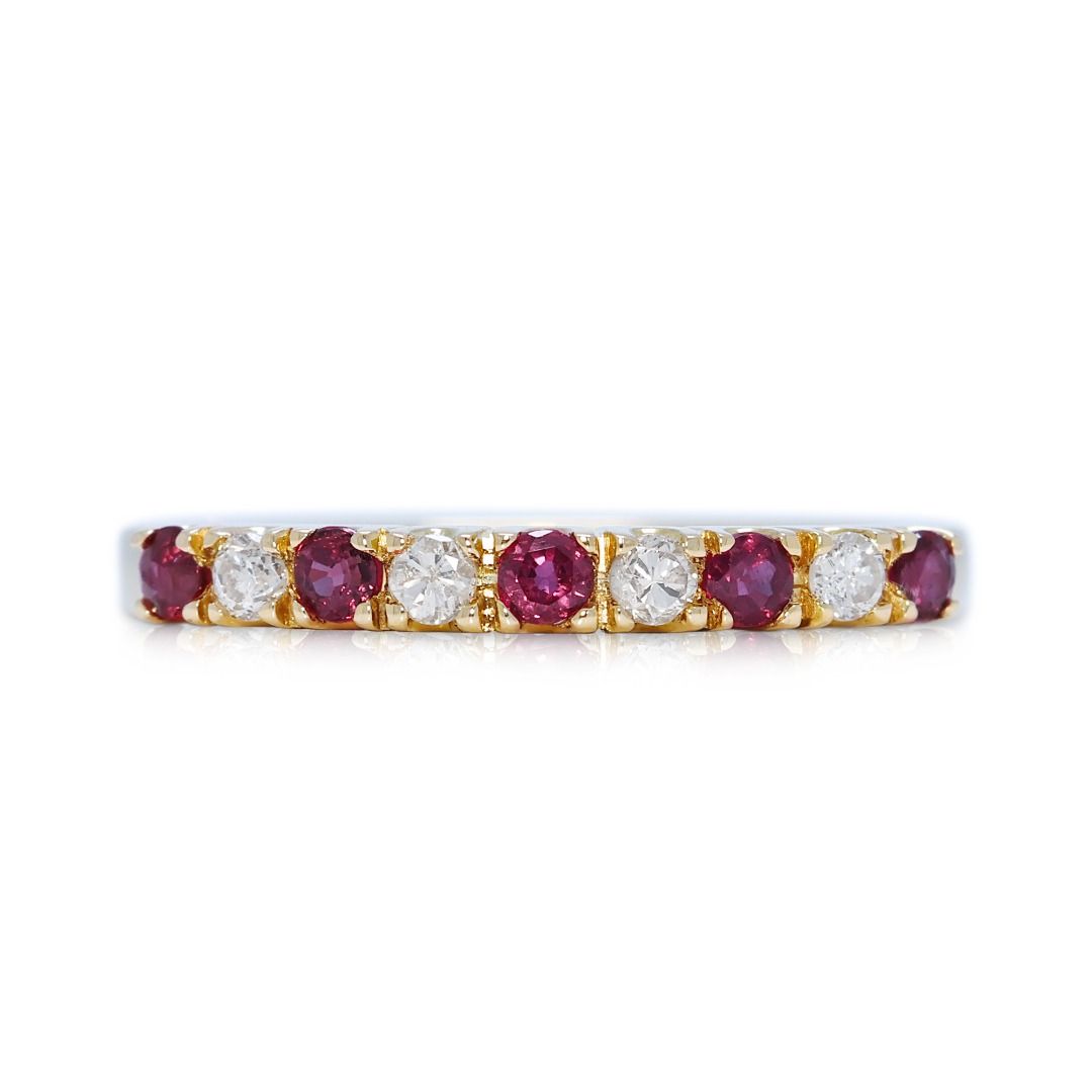 Bold 0.37ct Ruby & Diamond Band in 18K Yellow Gold