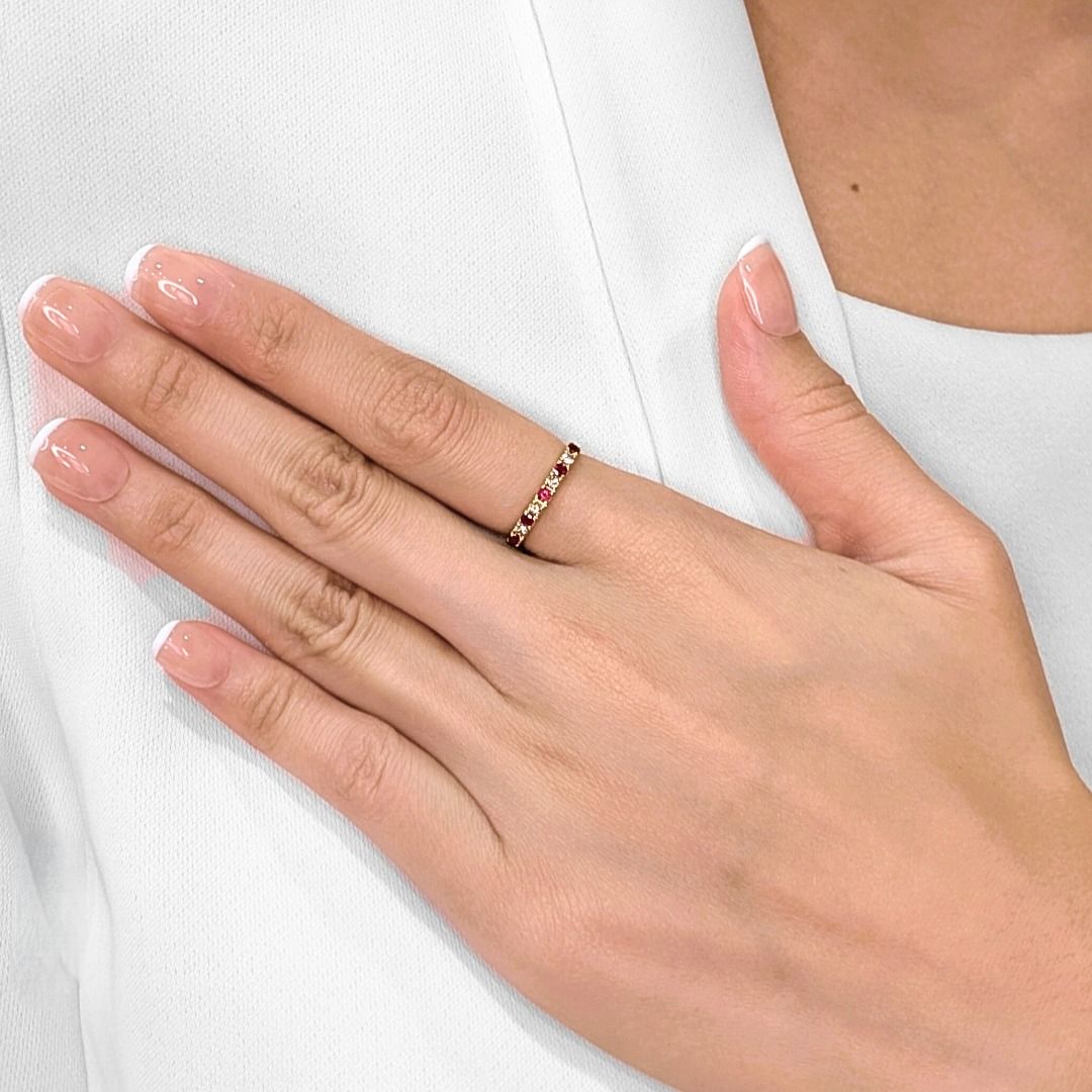 Bold 0.37ct Ruby & Diamond Band in 18K Yellow Gold