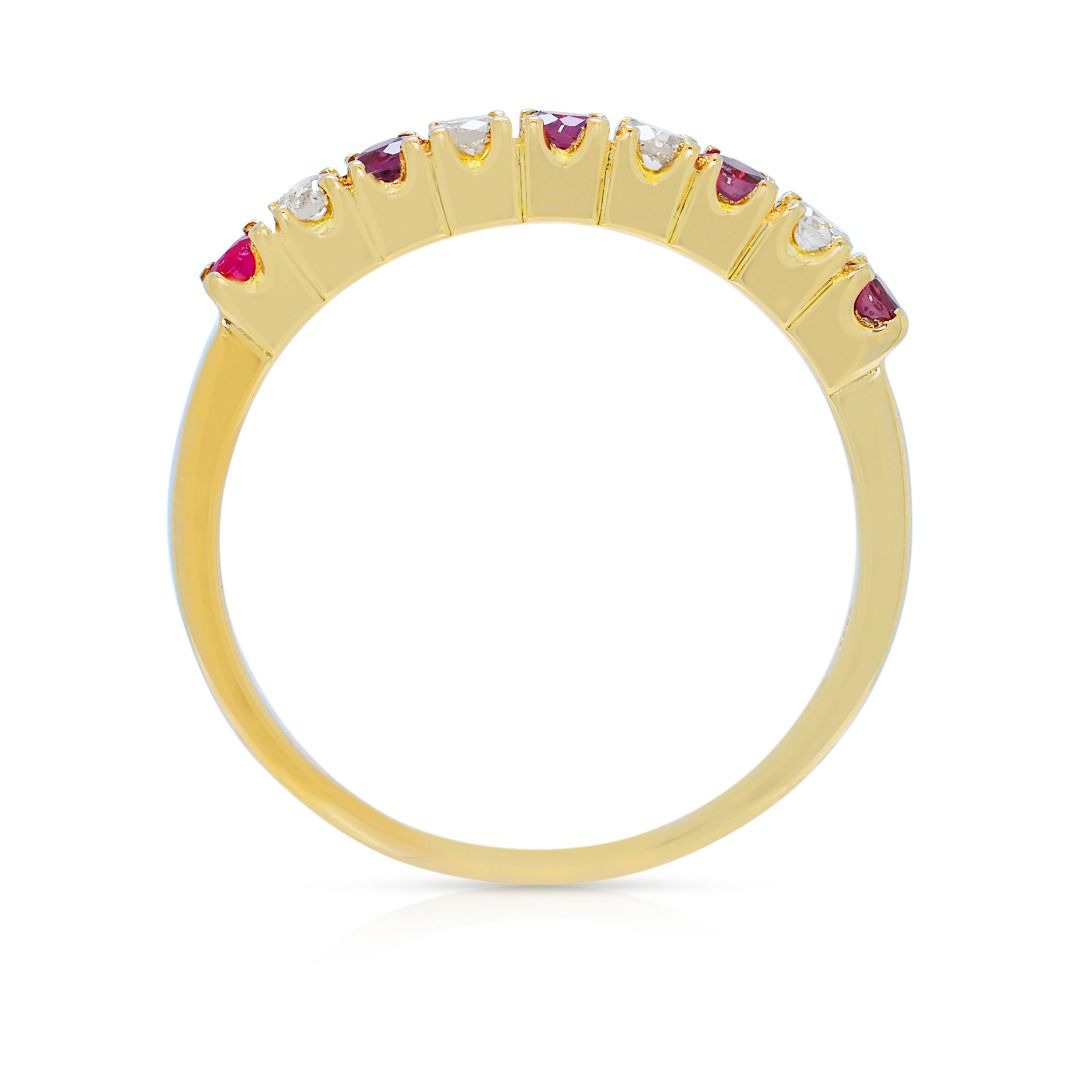 Bold 0.37ct Ruby & Diamond Band in 18K Yellow Gold