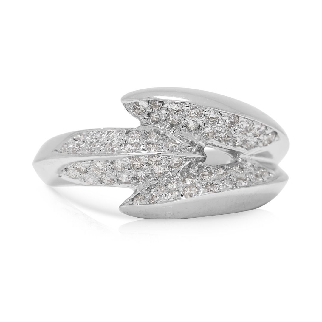 Bold 0.56ct Natural Diamond Statement Ring in 18K White Gold (New)