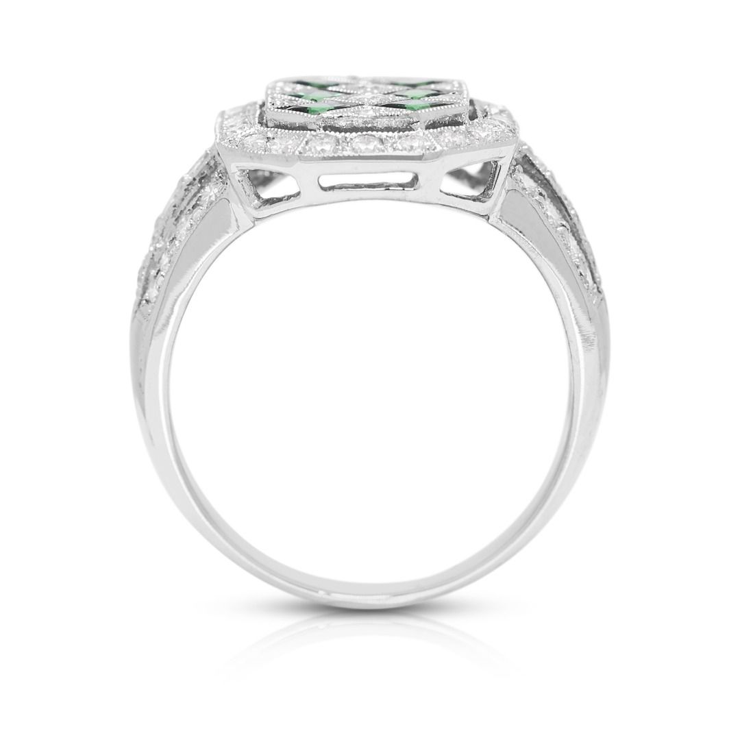 Bold 0.88ct Tsavorite & Diamond Ring in 18K White Gold
