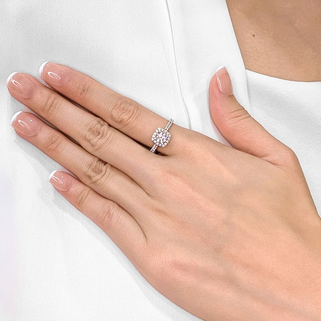 Breathtaking 1.02ct Natural Diamond Halo Engagement Ring in 18k Yellow Gold