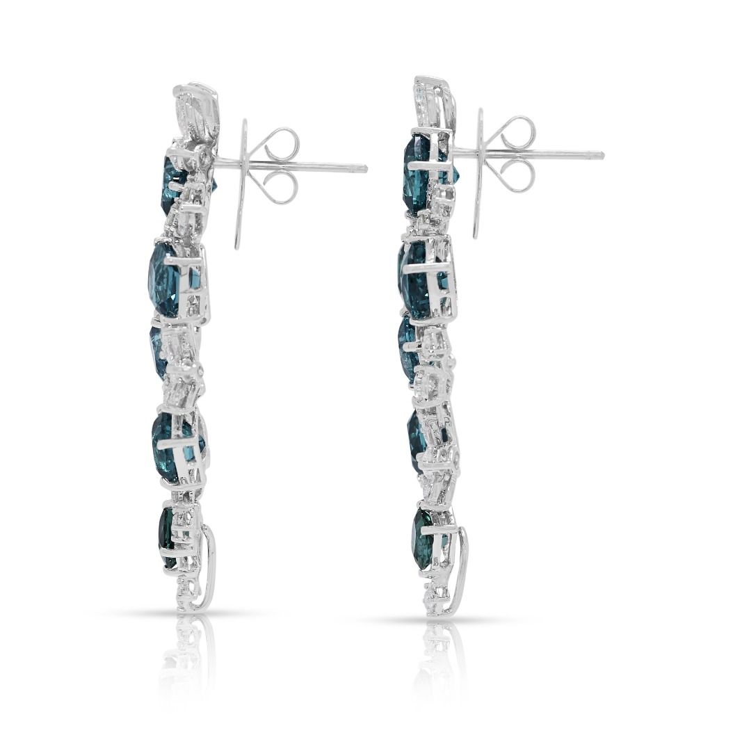 Breathtaking 15.35ct Blue Tourmaline and Diamond High-Jewelry Drop Earrings