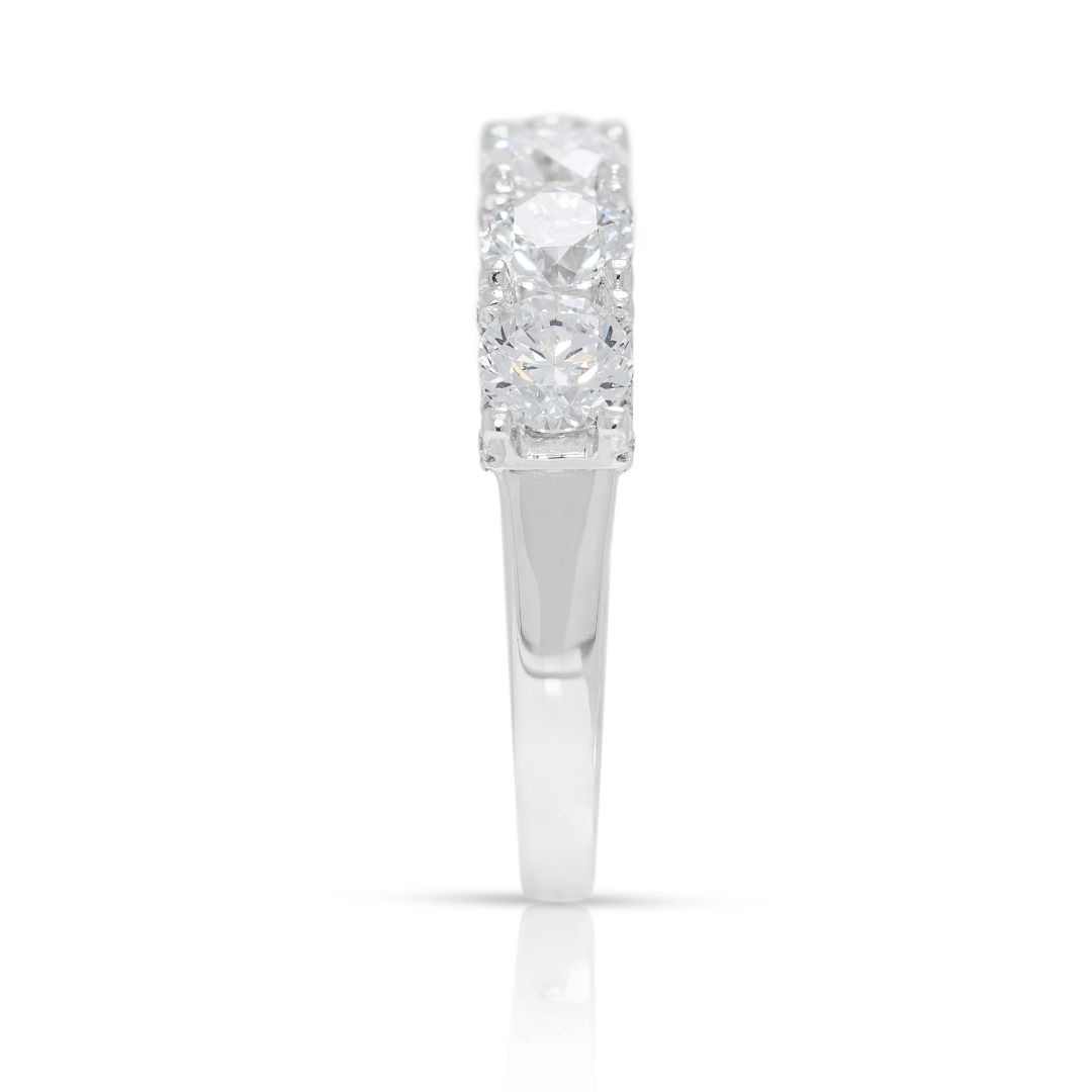 Breathtaking 1.92ct Natural Diamond Six-Stone 18K White Gold Ring