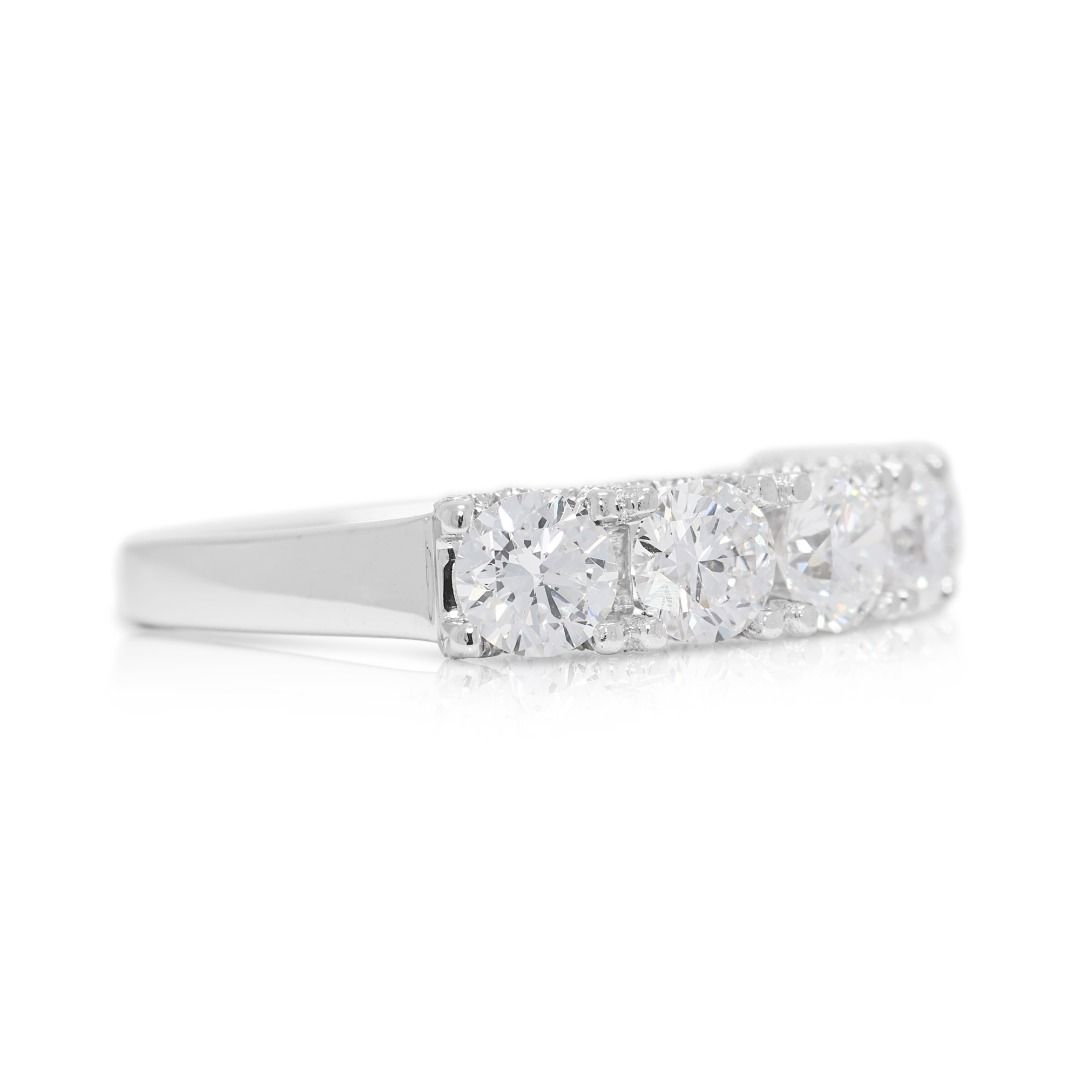 Breathtaking 1.92ct Natural Diamond Six-Stone 18K White Gold Ring