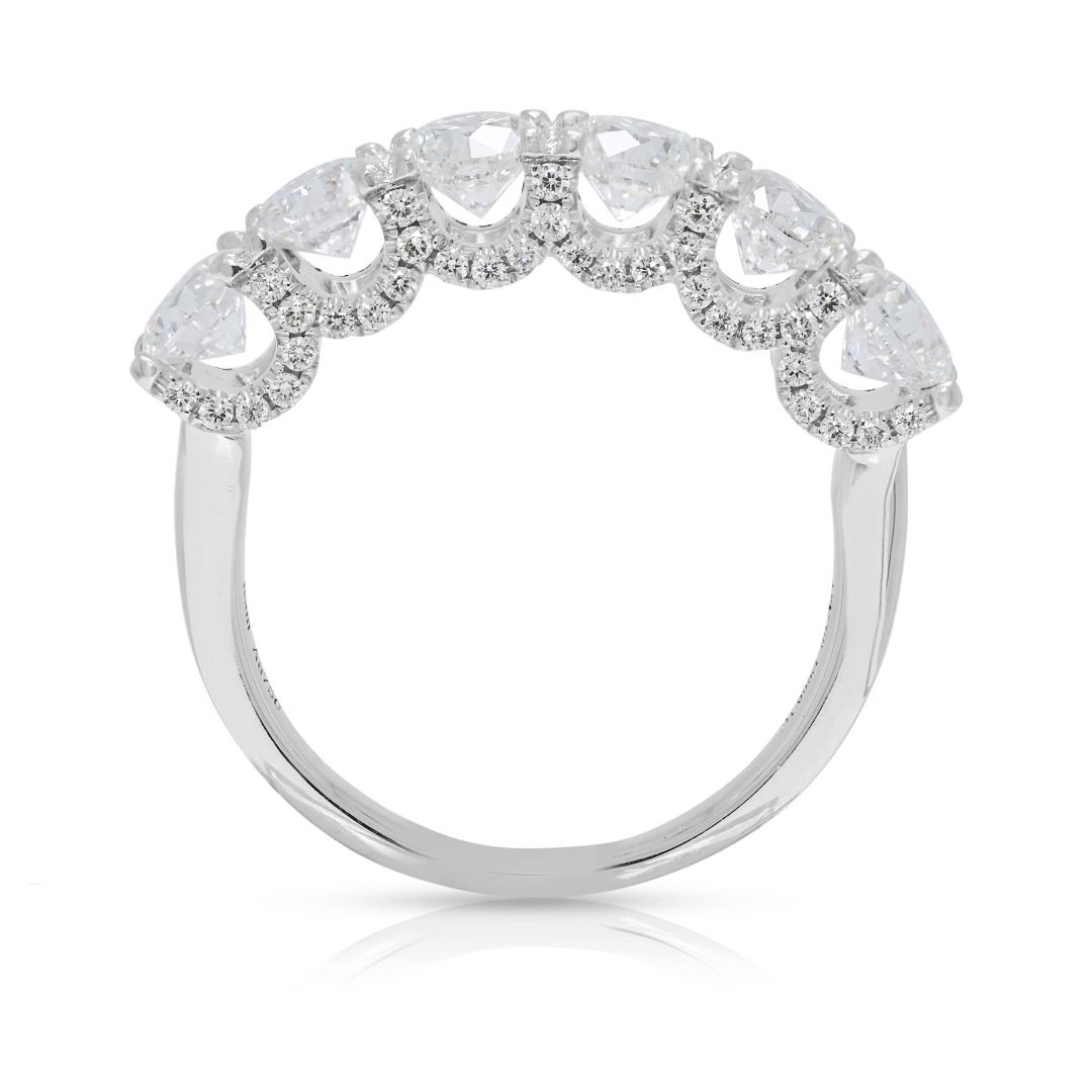 Breathtaking 1.92ct Natural Diamond Six-Stone 18K White Gold Ring
