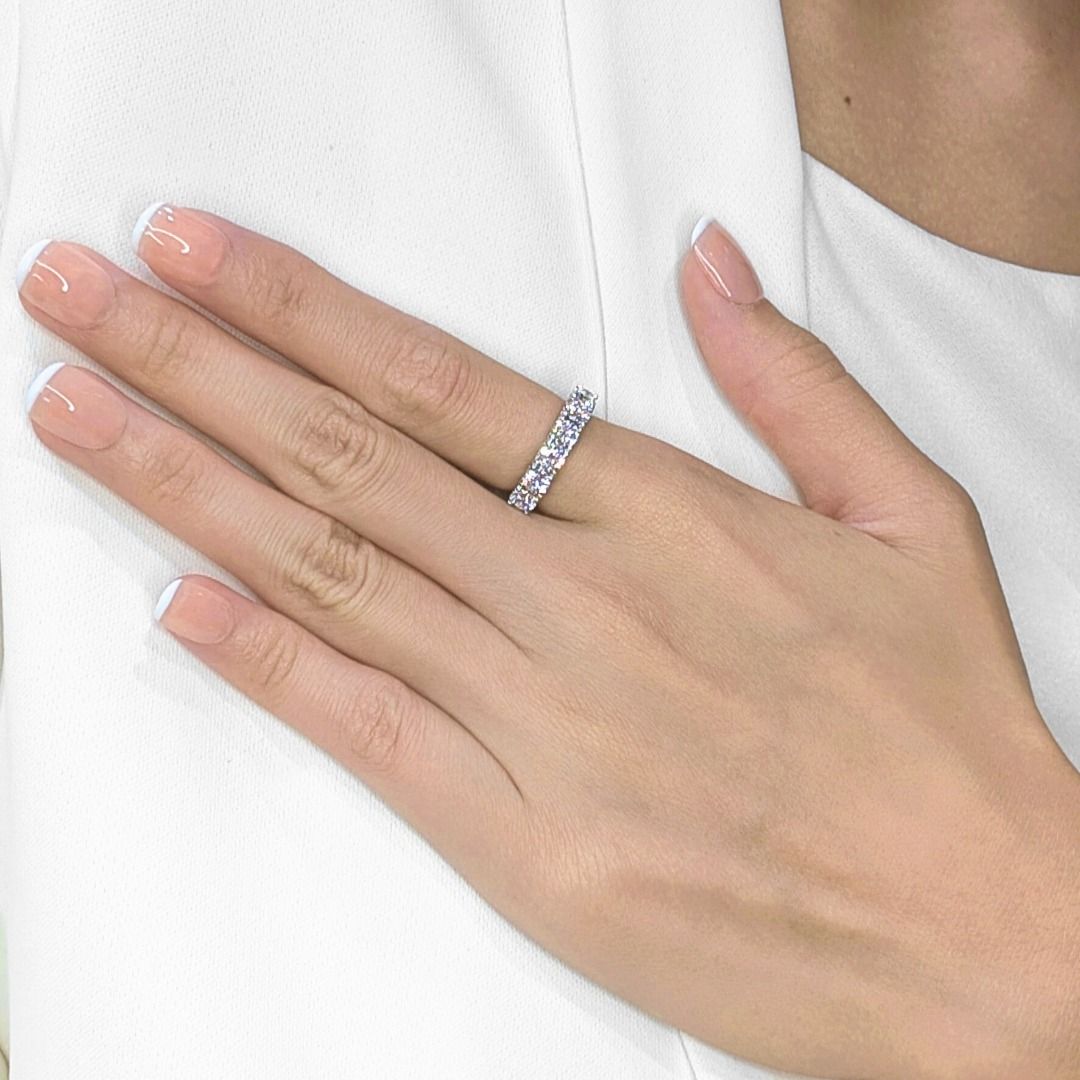 Breathtaking 1.92ct Natural Diamond Six-Stone 18K White Gold Ring